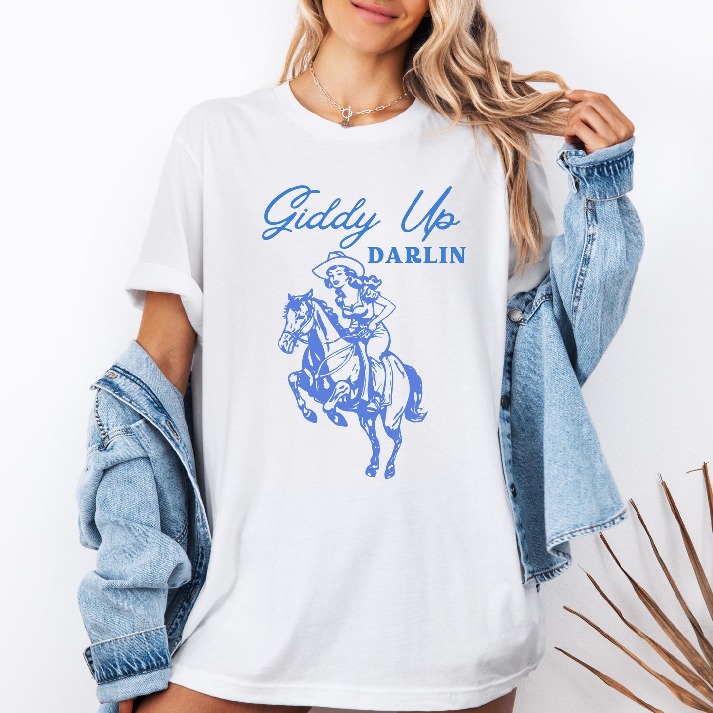 Giddy Up Darlin’ Cowgirl Shirt | Vintage Western Rodeo Tee | Country Concert Graphic T-Shirt | Bella Canvas Unisex Tee