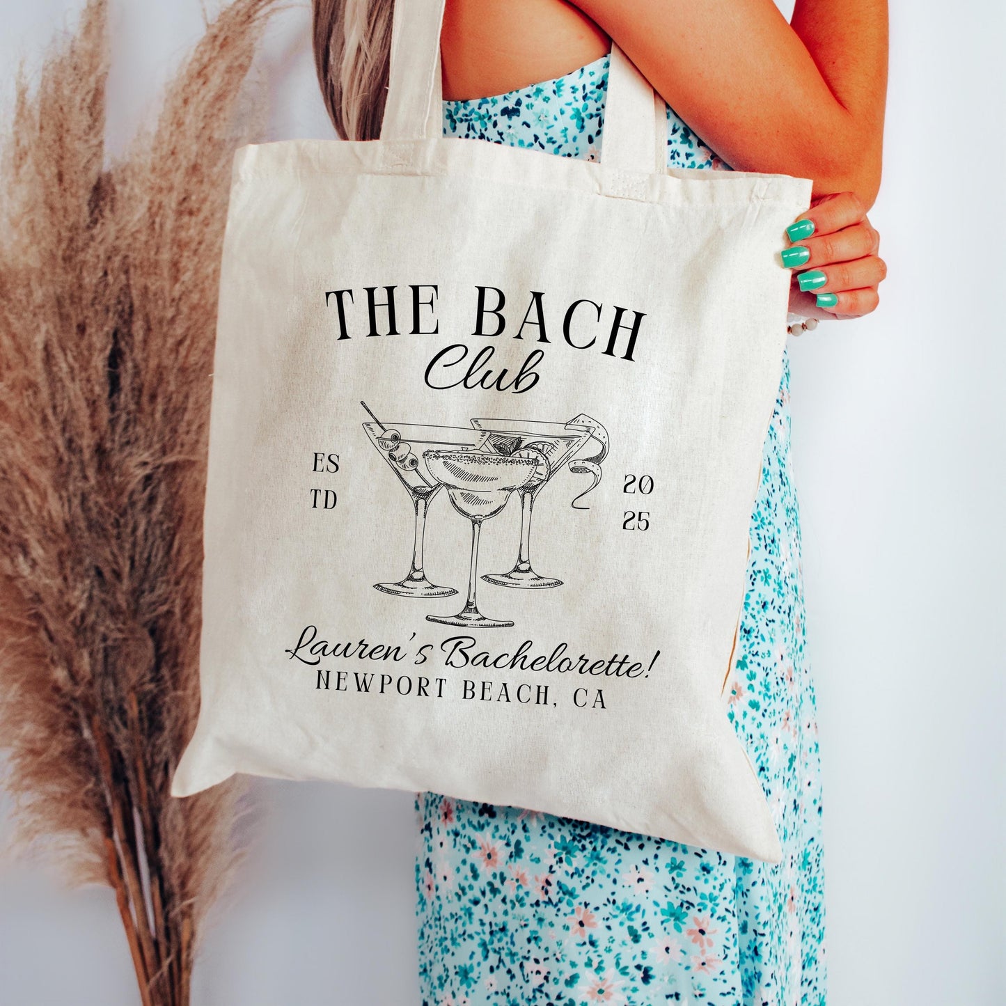 Bach Club Bachelorette Tote, Custom Cocktail Party Bag for Bride and Bridesmaids, Personalized Girls Trip Favor, Wedding Weekend Gift