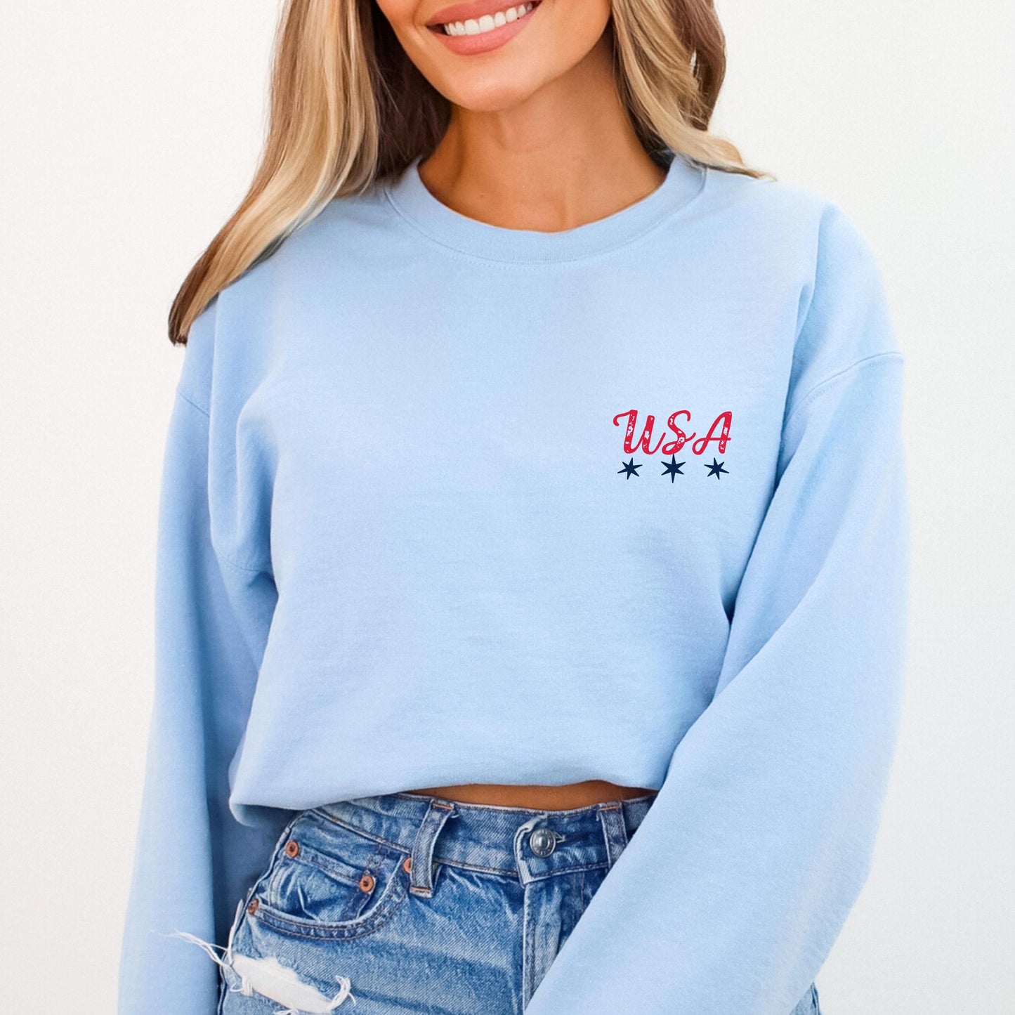 USA Sweatshirt, Flag - Cowgirl Sweatshirt, Patriotic Sweatshirt, American Flag Sweatshirt, America Sweatshirt - Stars and Stripes