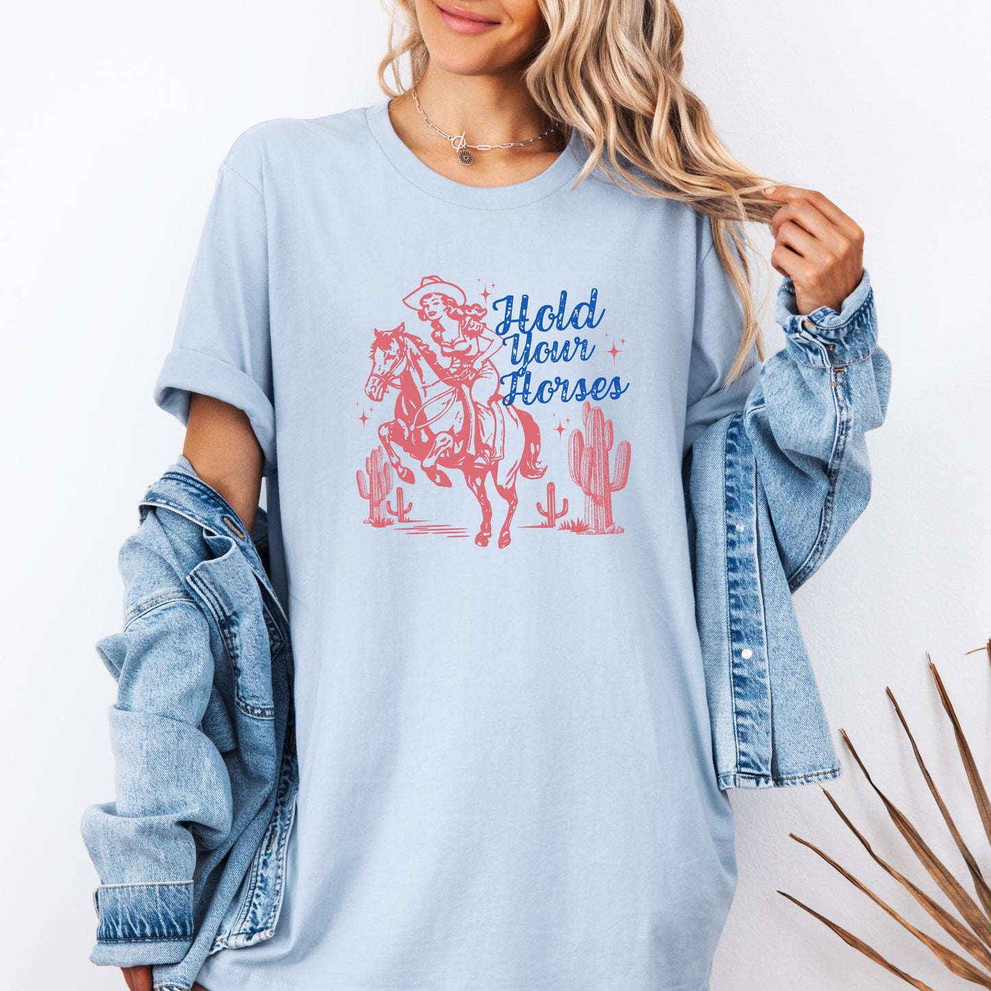Bella Canvas Vintage Cowgirl Tee – Country Western ‘Hold Your Horses’ Graphic Shirt