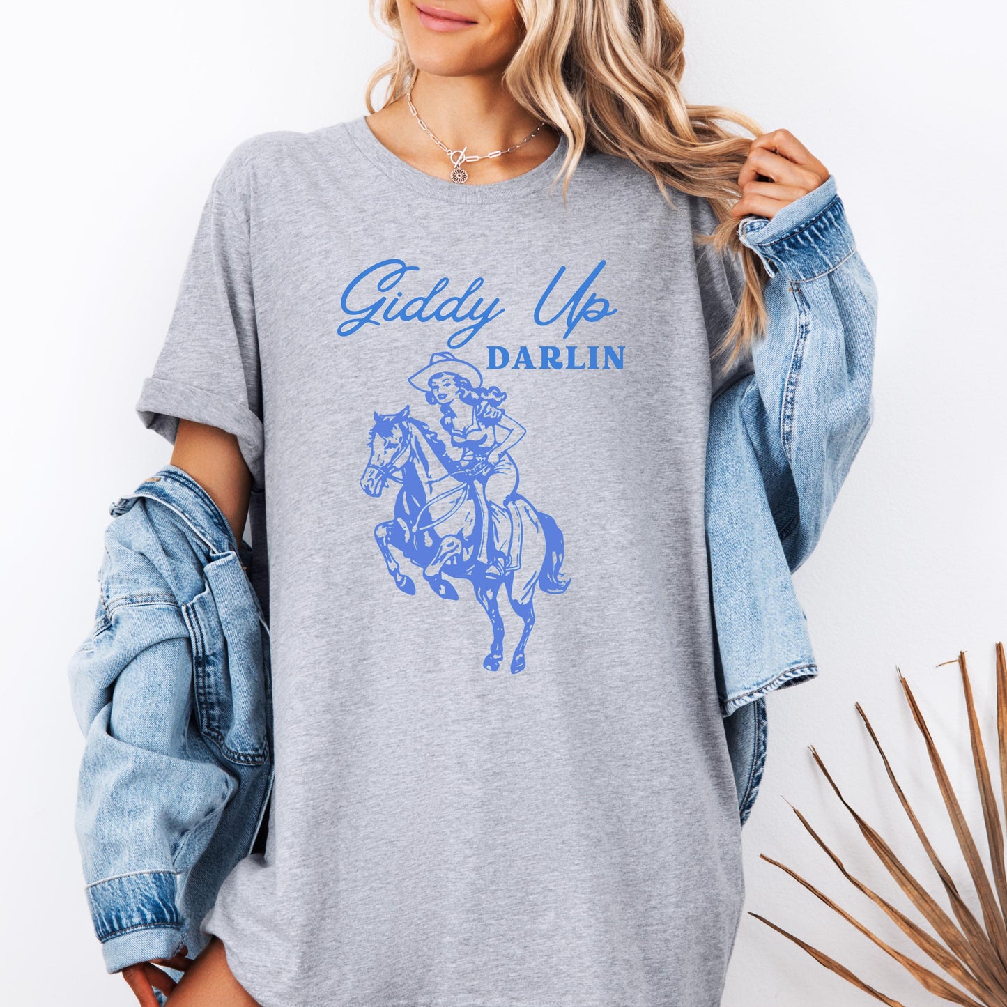 Giddy Up Darlin’ Cowgirl Shirt | Vintage Western Rodeo Tee | Country Concert Graphic T-Shirt | Bella Canvas Unisex Tee