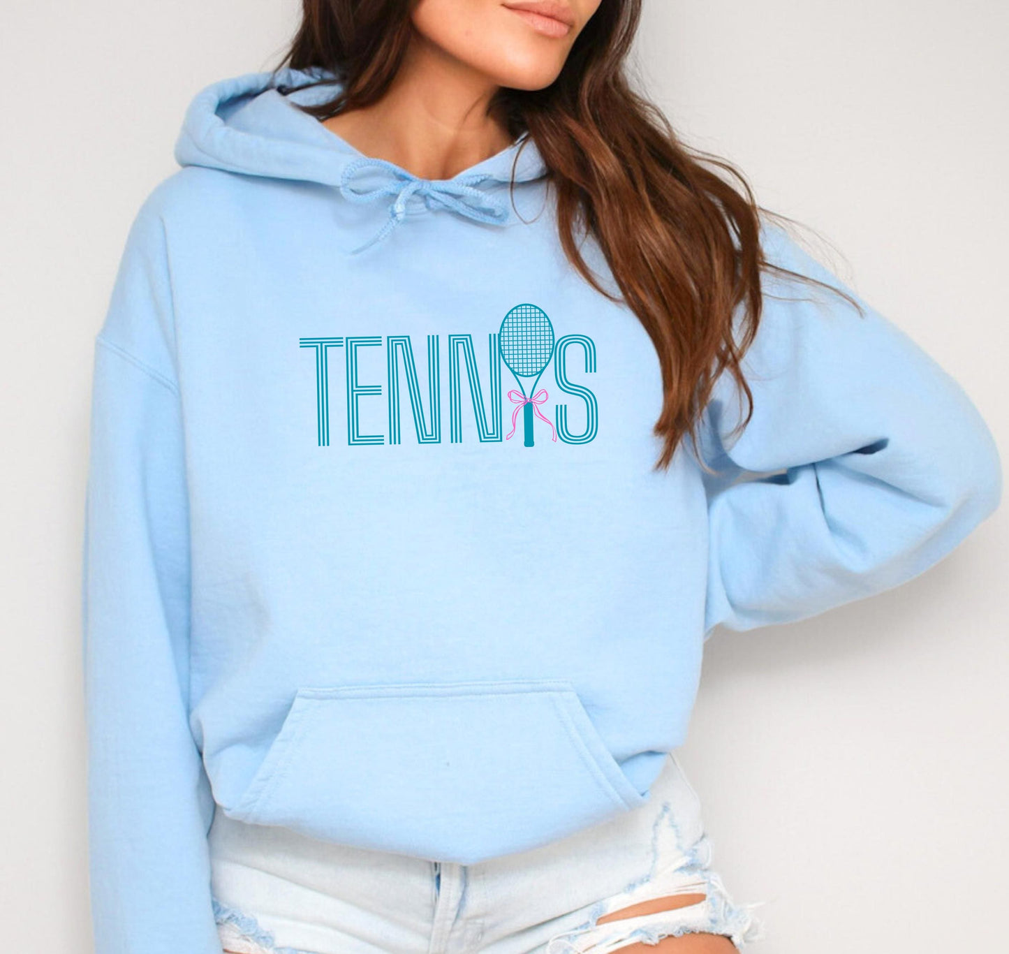 Tennis Hoodie - Cute Bow Tennis Sweatshirt - Sporty Chic Crewneck - Tennis Lover Gift - Country Club Style