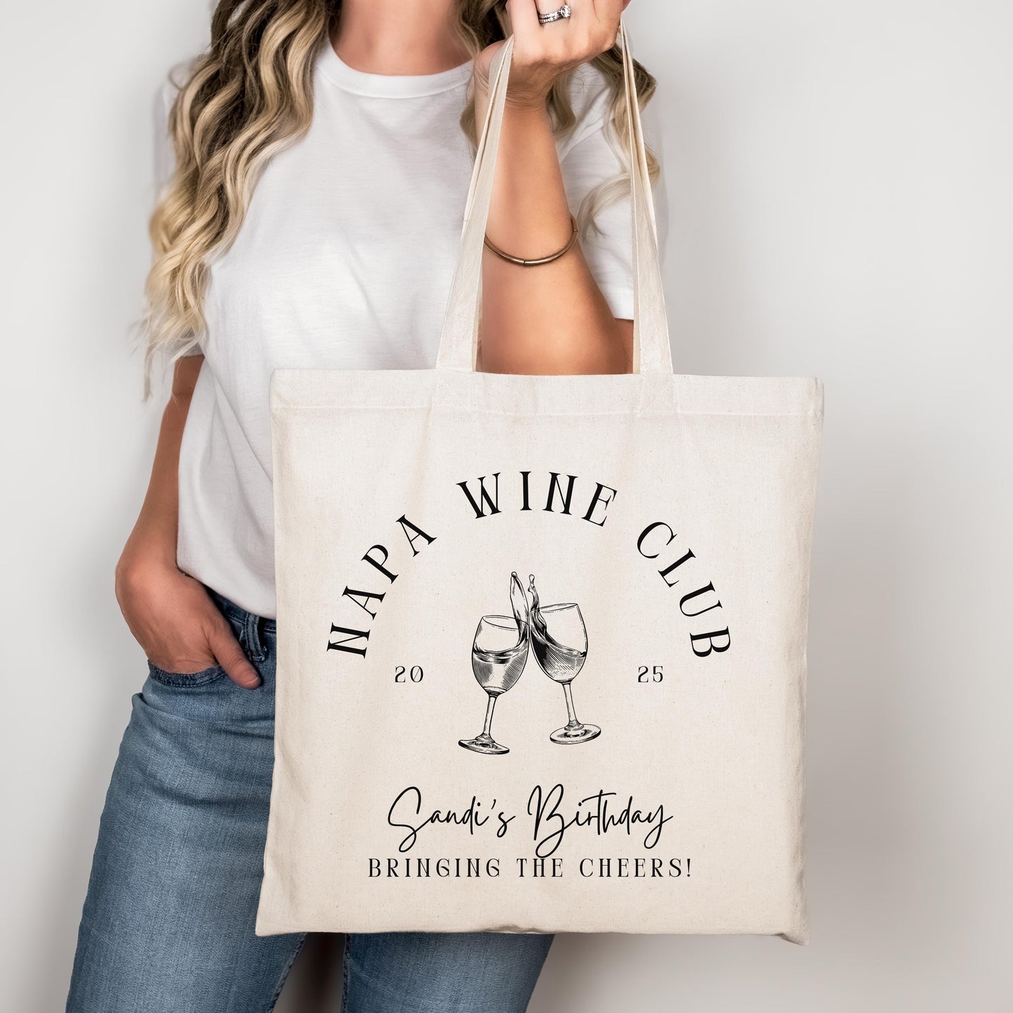 Custom Bachelorette Tote - Wine Tasting Party Bag - Personalized Bridesmaid Gift - Napa Girls Trip Favor - Birthday Wine Tote