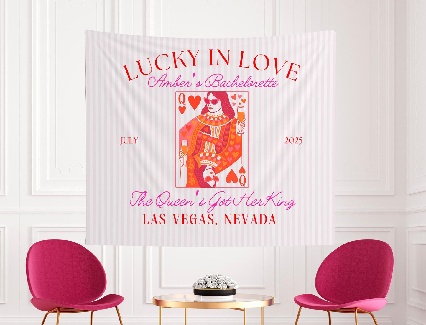 Welcome to Bach Banner, Pink Striped Bachelorette Party Sign, Custom Martini Girls Trip Decor, Elegant Bridal Shower Backdrop