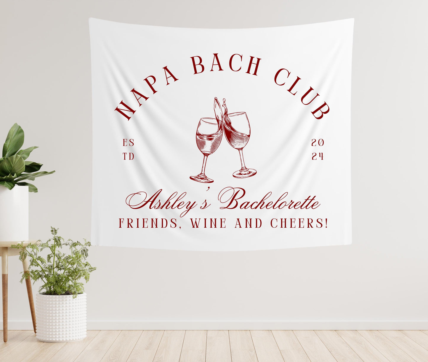 Custom Bachelorette Party Banner, Tapestry for Wine Tasting Weekend, Bach Club Banner - Party Decor