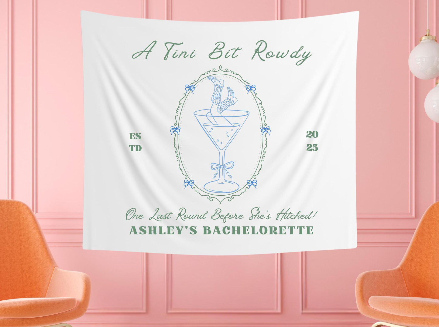 A Tini Bit Rowdy Bachelorette Banner | Last Round Before She’s Hitched | Custom Western Party Decor | Bride-to-Be Tapestry