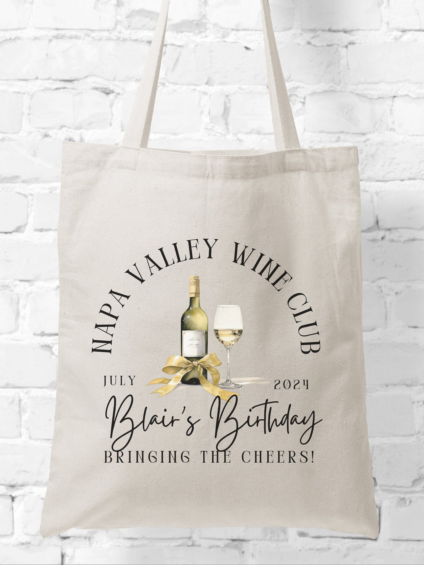 Custom Girls Trip Birthday Tote Bag, Girls Napa Wine Bag, Vacation birthday favor party gift, Personalized Napa wine tasting party favors