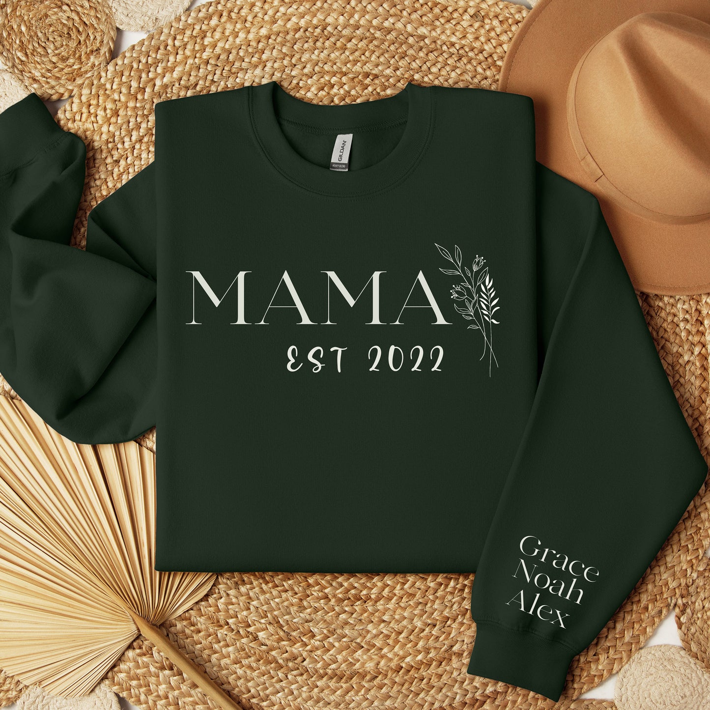 Custom Mama Sweatshirt with Kids Names on Sleeve, Personalized MomSweatshirt, Sentimental Mama Sweater Gift for Mom, Gift for Her Mother Day