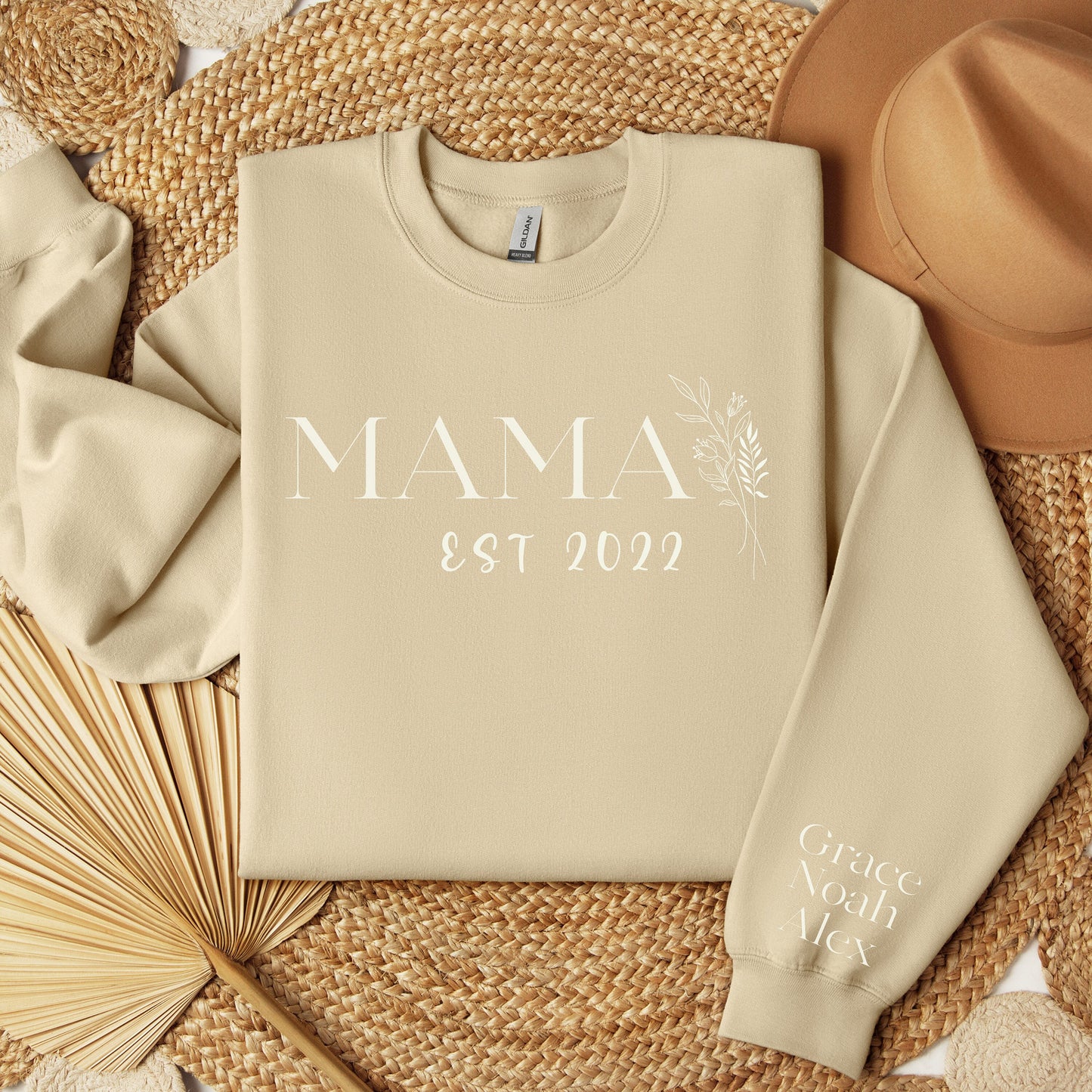 Custom Mama Sweatshirt with Kids Names on Sleeve, Personalized MomSweatshirt, Sentimental Mama Sweater Gift for Mom, Gift for Her Mother Day