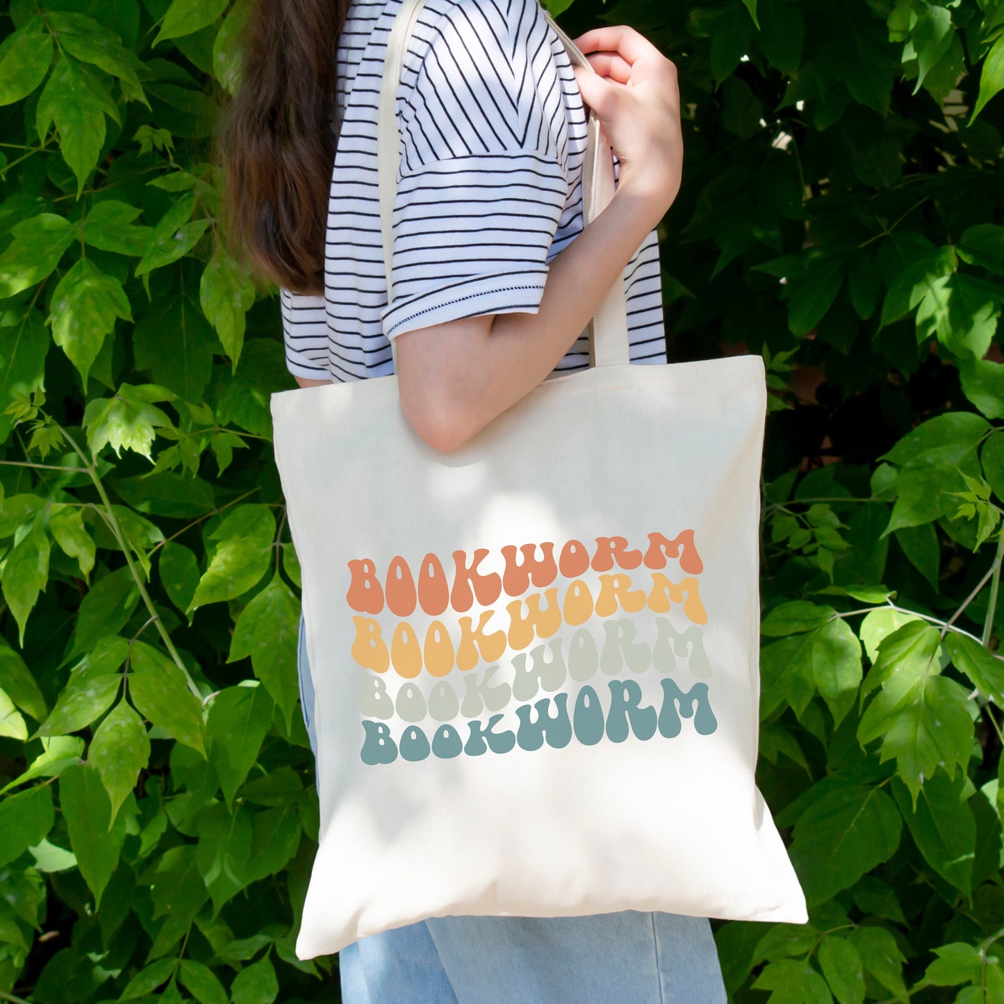 Bookworm Tote Back, Cute Book Bag, Librarian Tote, Book Lover Gift, Bookish Tote, Cute Tote Bag