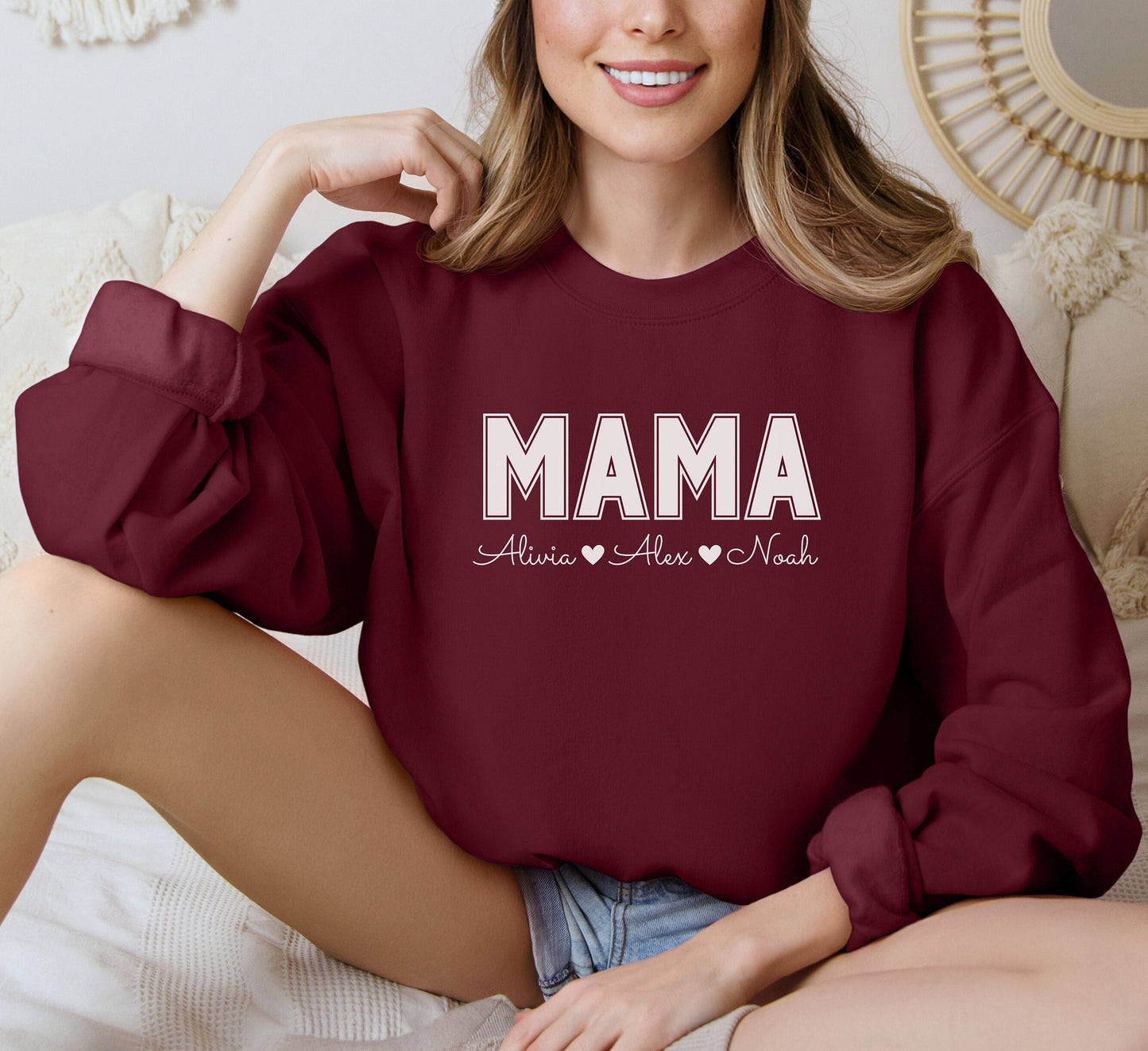 Mama Custom Sweatshirt with kids names, Mother's Day Gift Shirt, Birthday Mom, Baby Shower Gift, Personalized Gift for Mom, Mama Shirt