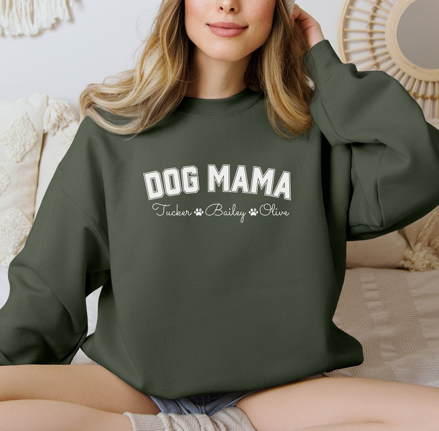Dog Mom Custom Sweatshirt, Pets names on shirt, Custom Dog Lover Crewneck, New Pet Owner Gift Shirt, Paw Print Custom Pet Birthday Gift