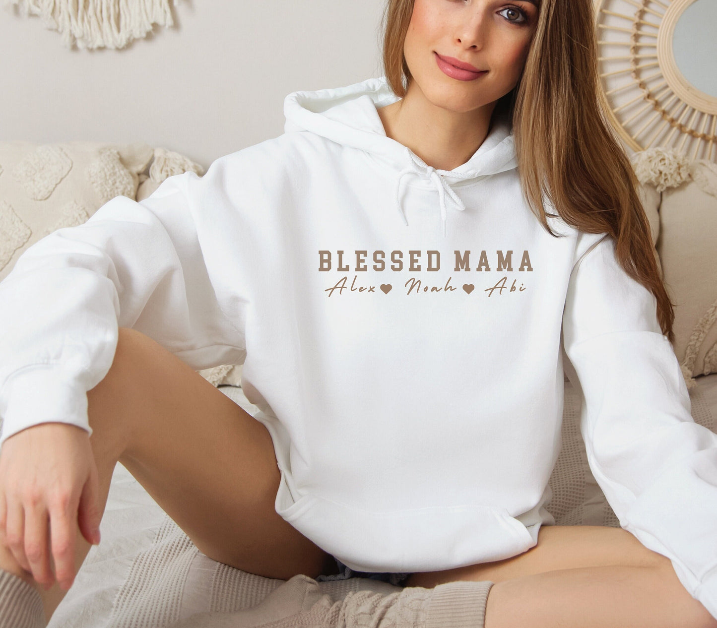 Blessed Mama Custom Hoodie with kids names, Mother's Day Gift Shirt, Birthday Mom, Baby Shower Gift, Personalized Gift Mom, Mama Hoodie
