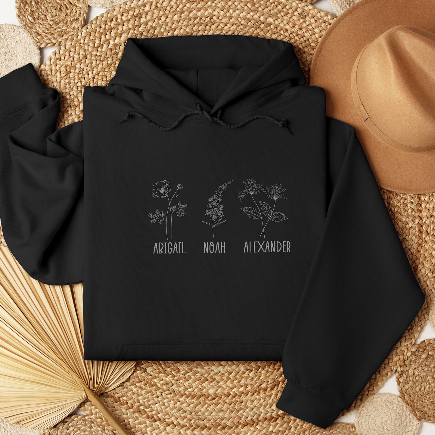 Personalized Birth Flower Hoodie, Mother's Day Grandma Gift Shirt, Birthday Mom Nana, Baby Shower Gift, Custom Birth Flower, Grandkids Name