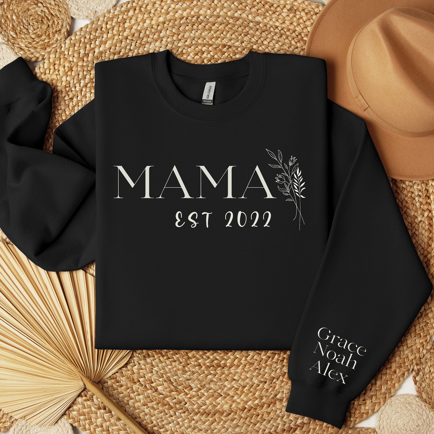 Custom Mama Sweatshirt with Kids Names on Sleeve, Personalized MomSweatshirt, Sentimental Mama Sweater Gift for Mom, Gift for Her Mother Day