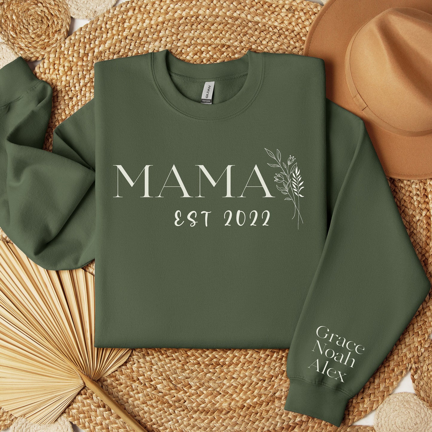 Custom Mama Sweatshirt with Kids Names on Sleeve, Personalized MomSweatshirt, Sentimental Mama Sweater Gift for Mom, Gift for Her Mother Day