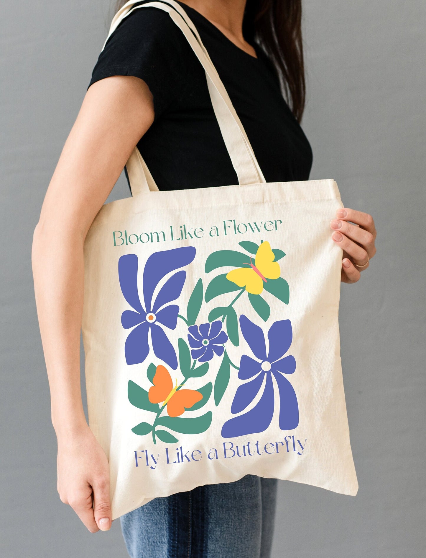 Flower Power Canvas Tote: Eco-Friendly Book Bag - Colorful Gift for Book Lovers
