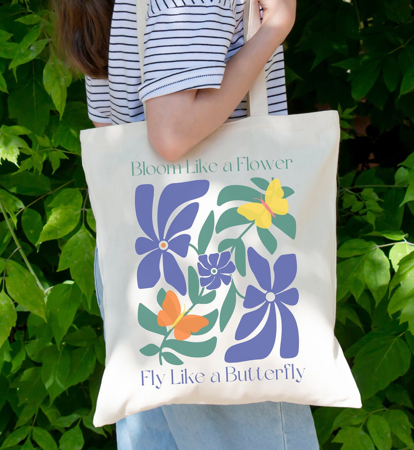 Flower Power Canvas Tote: Eco-Friendly Book Bag - Colorful Gift for Book Lovers