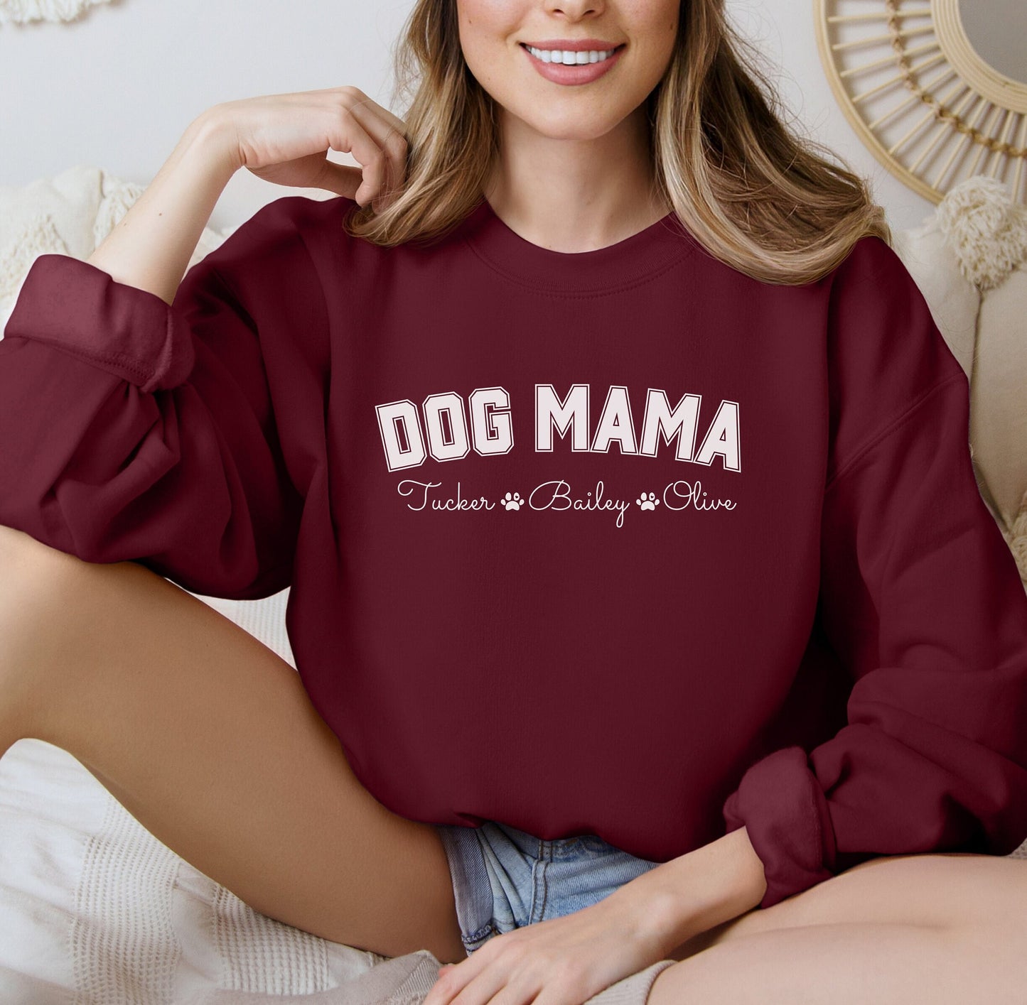 Dog Mom Custom Sweatshirt, Pets names on shirt, Custom Dog Lover Crewneck, New Pet Owner Gift Shirt, Paw Print Custom Pet Birthday Gift