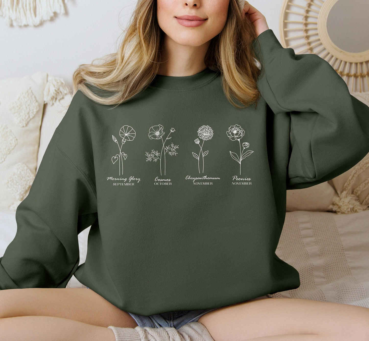 Birth Flower Sweatshirt Customizable, Mother's Day Gift, Birthday Shirt, New Mom, Grandma's Garden, Baby Shower Crewneck, Grandkids Shirt