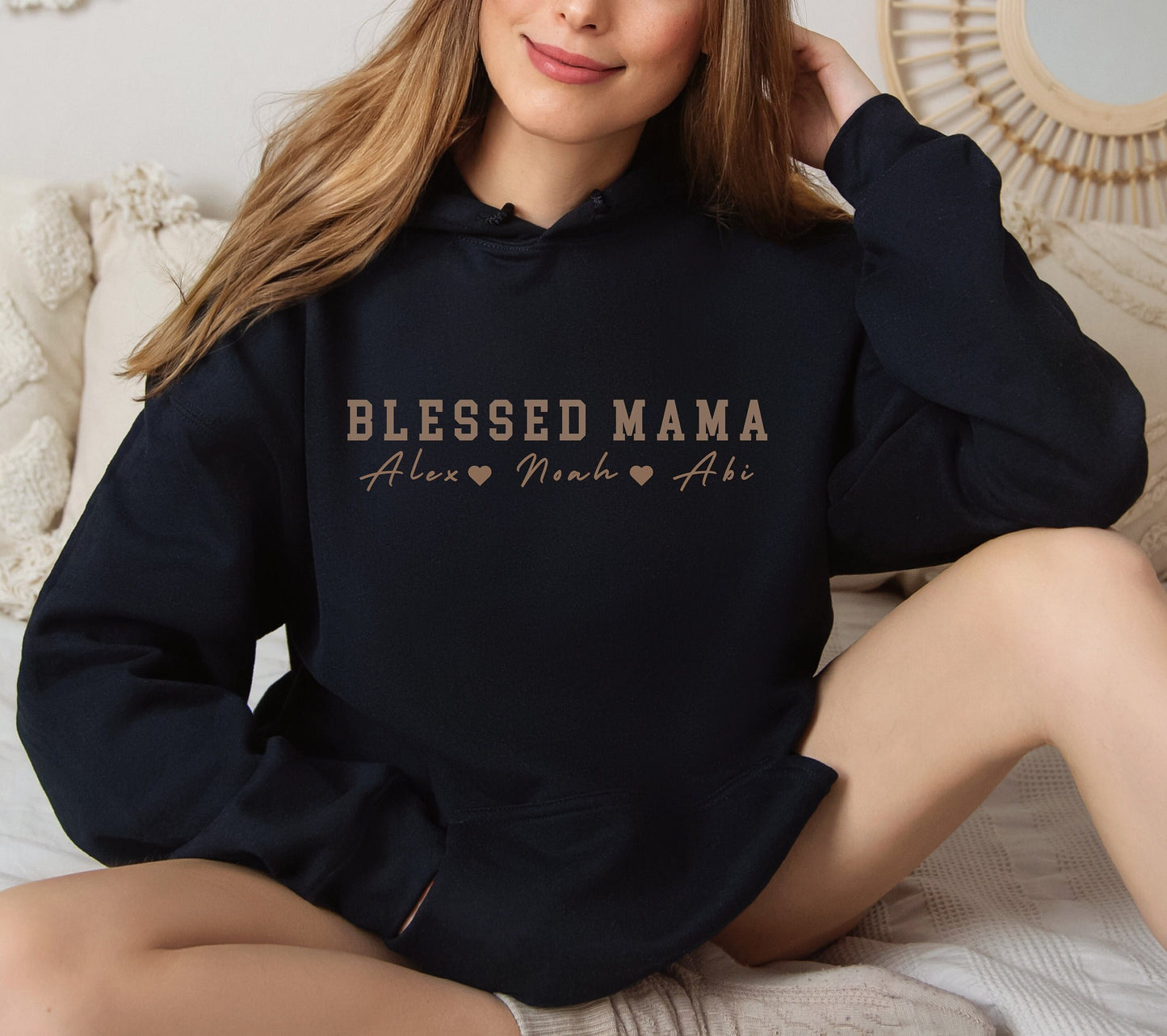 Blessed Mama Custom Hoodie with kids names, Mother's Day Gift Shirt, Birthday Mom, Baby Shower Gift, Personalized Gift Mom, Mama Hoodie