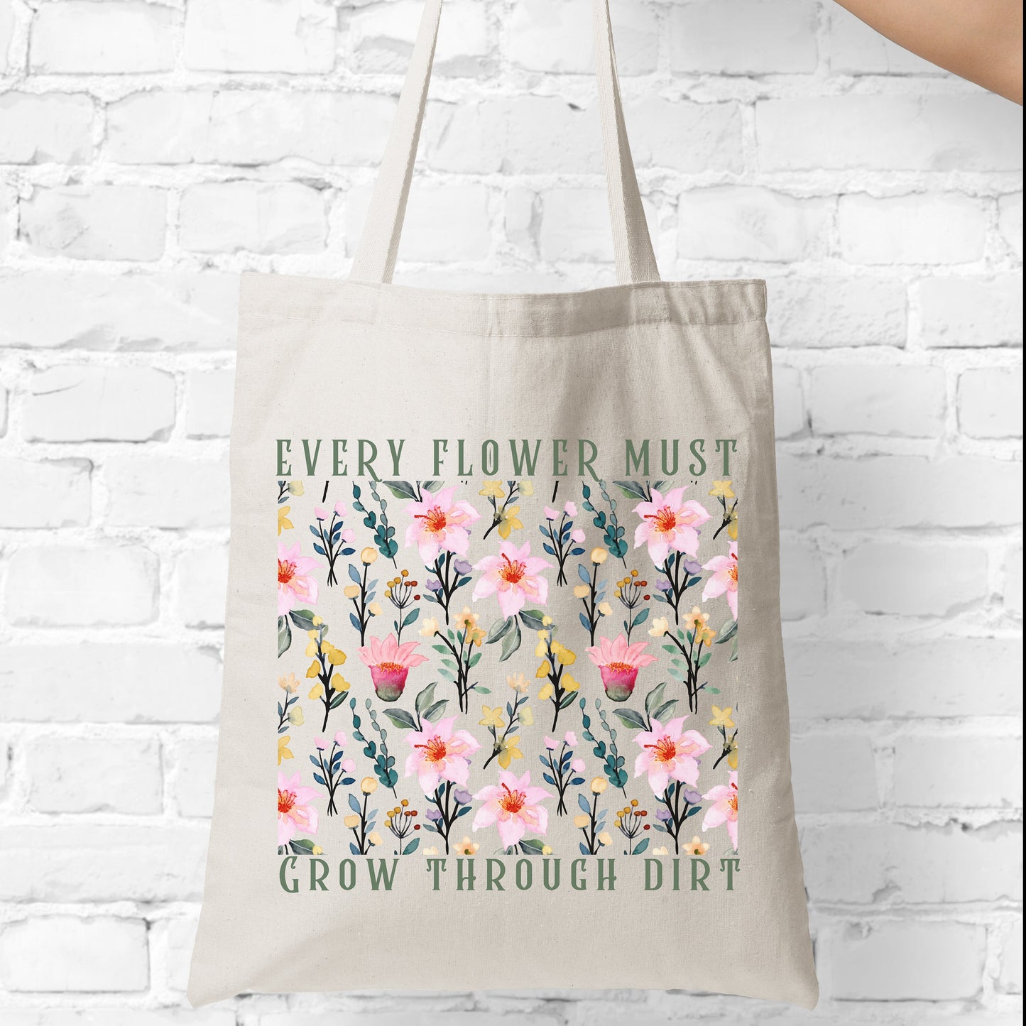 Flower Tote Bag Gift For Women Totes Birthday Gift Bag Library Book Bag Cotton Canvas Eco Friendly Shopping Bag for Her