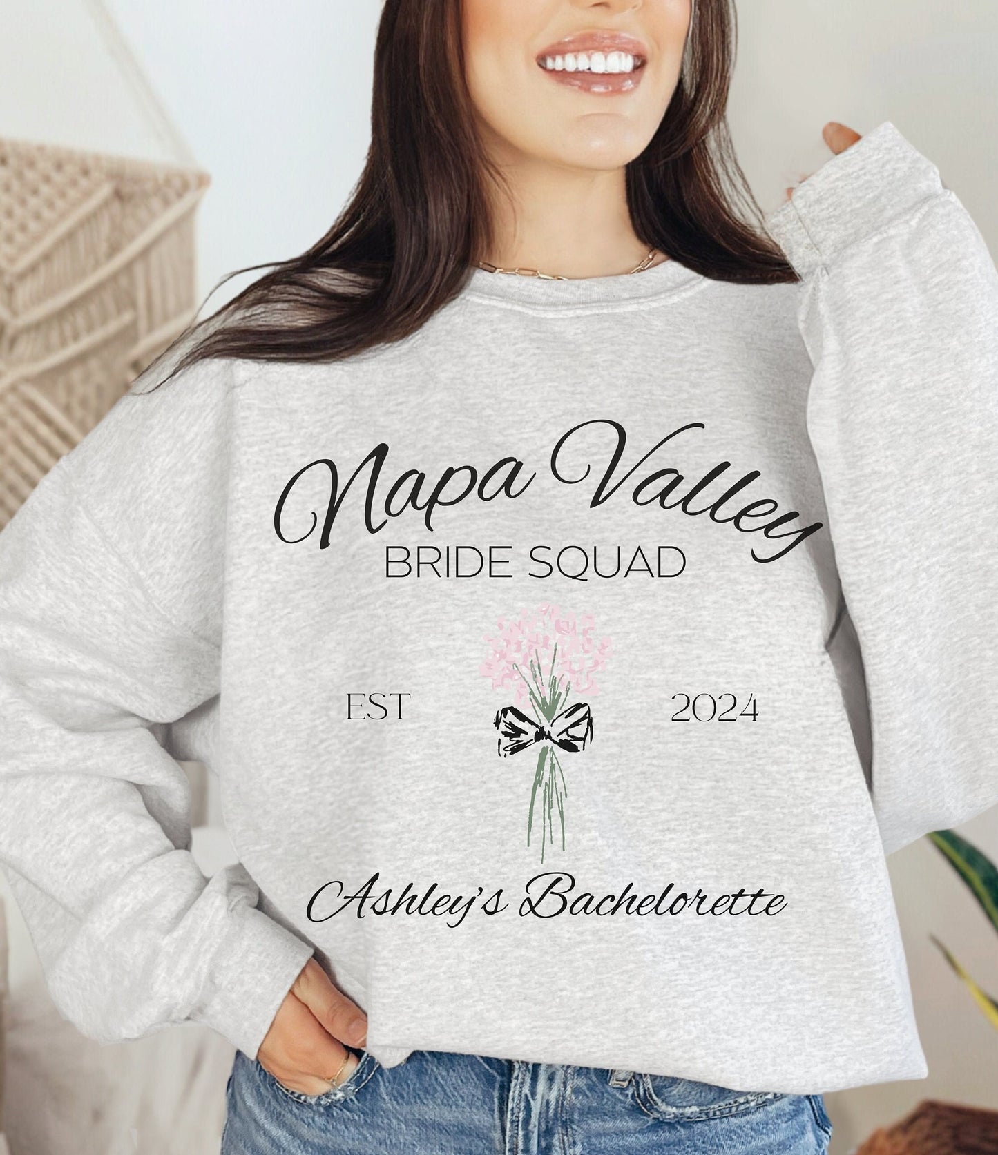 Custom Bachelorette Party Sweatshirt, Customized Bachelorette, Bach Party Sweatshirt, Custom Bride Shirt, Bridal Party, Napa Valley Bride