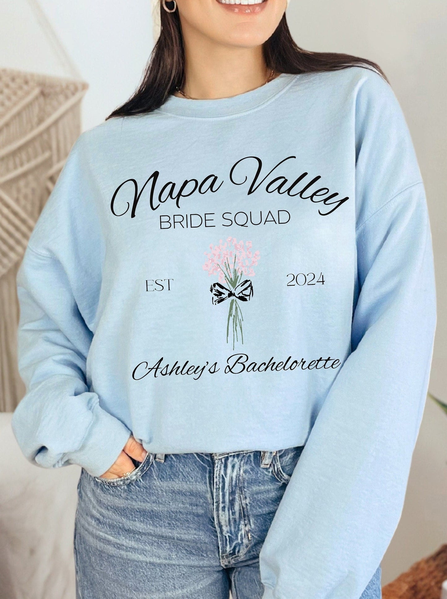Custom Bachelorette Party Sweatshirt, Customized Bachelorette, Bach Party Sweatshirt, Custom Bride Shirt, Bridal Party, Napa Valley Bride
