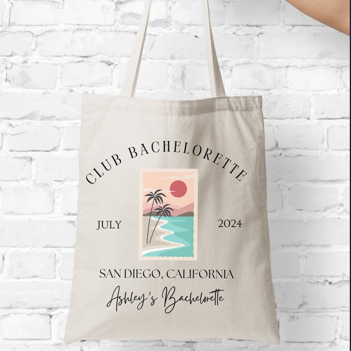 Personalized Bachelorette Tote, Beach bag Bach Party, Girls Trip, Gift for Bridesmaid, Friends Party Destination Canvas Bag
