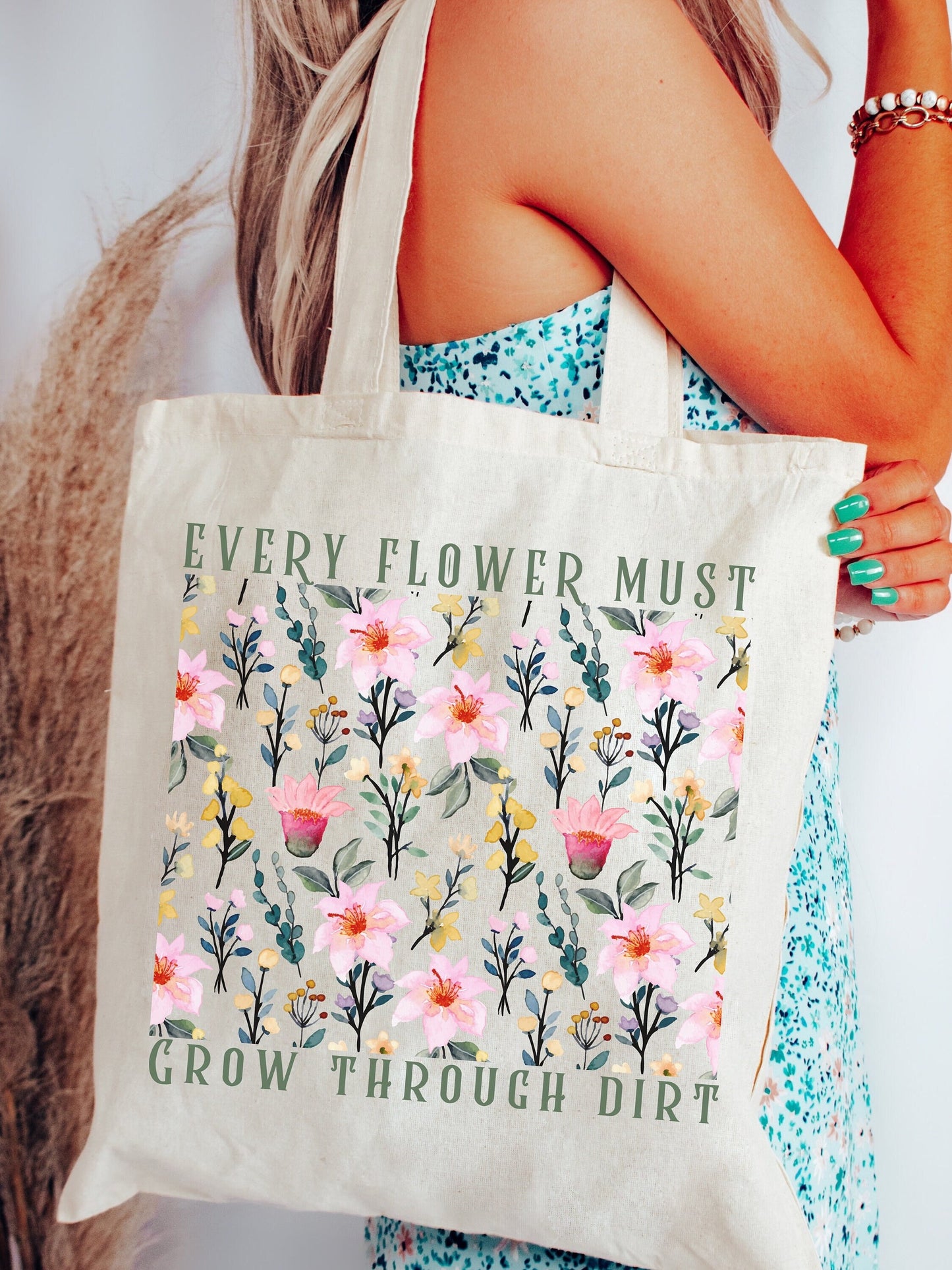 Flower Tote Bag Gift For Women Totes Birthday Gift Bag Library Book Bag Cotton Canvas Eco Friendly Shopping Bag for Her