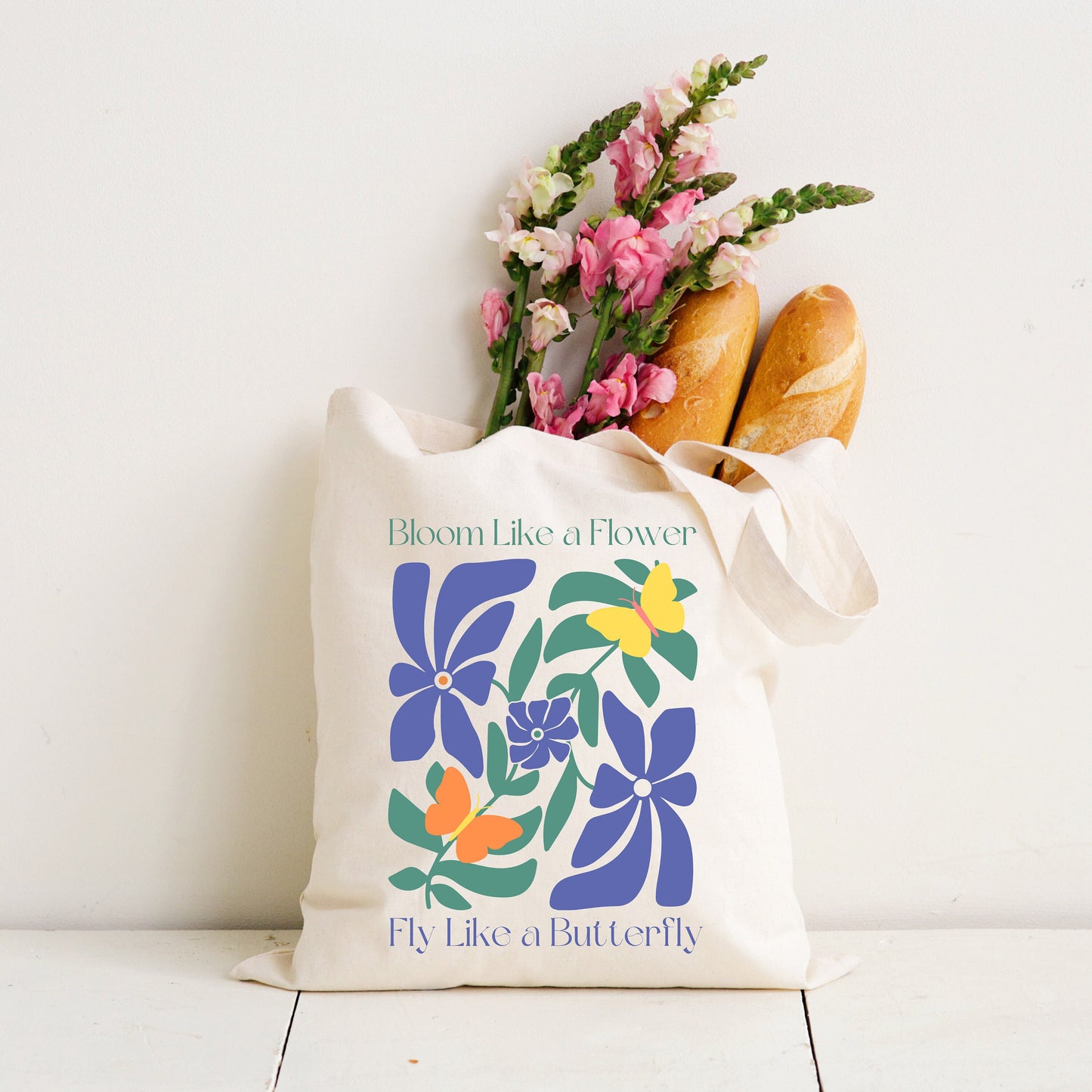 Flower Power Canvas Tote: Eco-Friendly Book Bag - Colorful Gift for Book Lovers