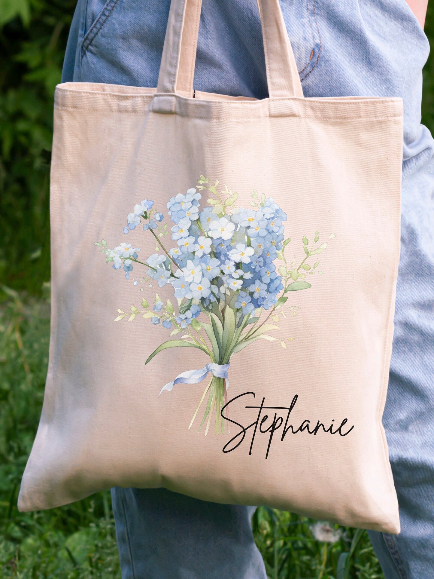 Custom Floral Canvas Tote Bag Bridesmaid, Birthday gift, Mother's Day, Personalized tote for her, Personalized floral tote bag