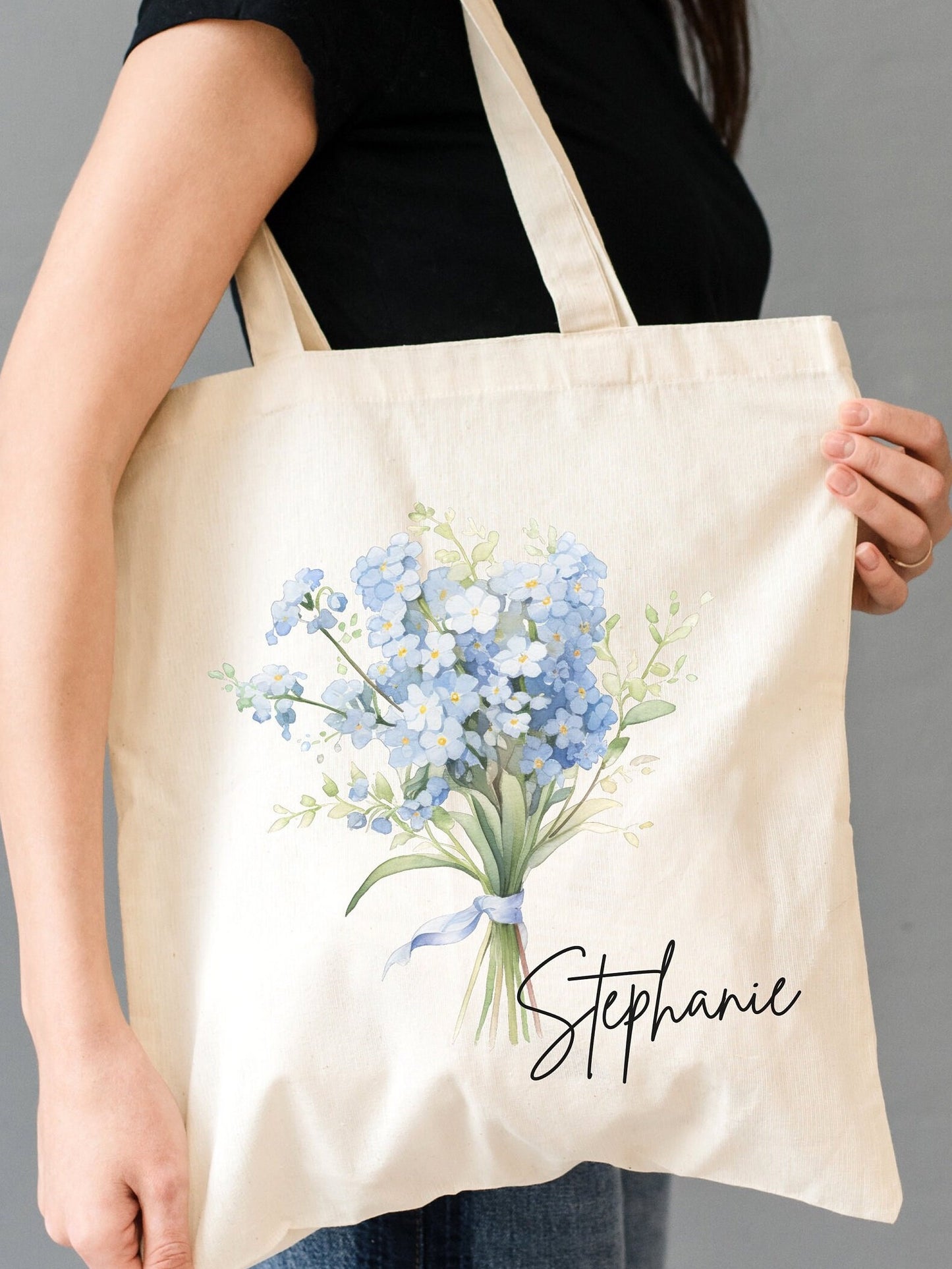 Custom Floral Canvas Tote Bag Bridesmaid, Birthday gift, Mother's Day, Personalized tote for her, Personalized floral tote bag