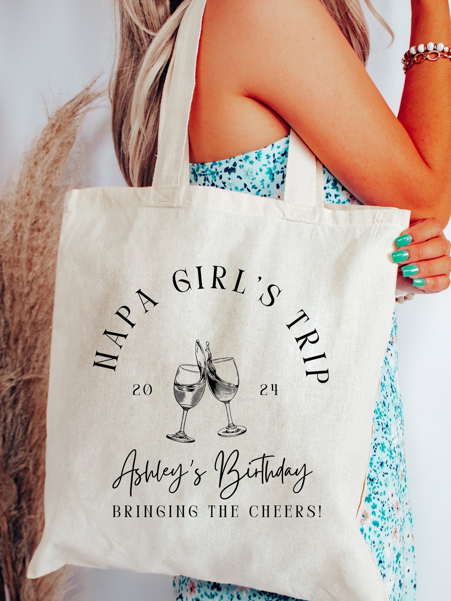 Custom Girls Trip Birthday Tote Bag, Girls Napa Wine Bag, Vacation birthday favor party gift, Personalized Napa wine tasting party favors