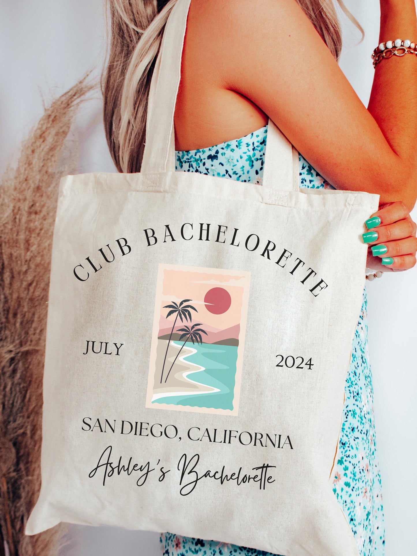 Personalized Bachelorette Tote, Beach bag Bach Party, Girls Trip, Gift for Bridesmaid, Friends Party Destination Canvas Bag