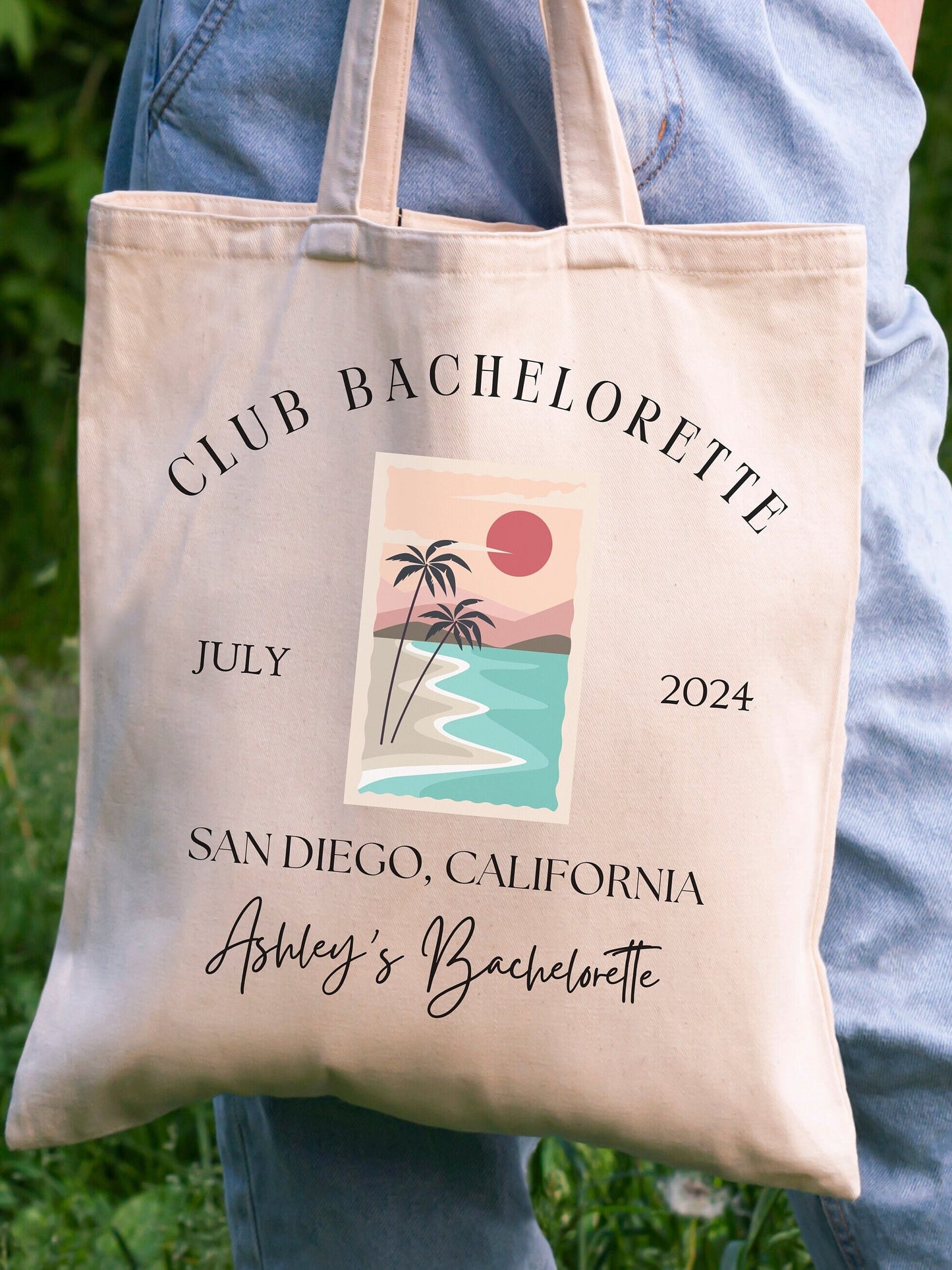 Personalized Bachelorette Tote, Beach bag Bach Party, Girls Trip, Gift for Bridesmaid, Friends Party Destination Canvas Bag