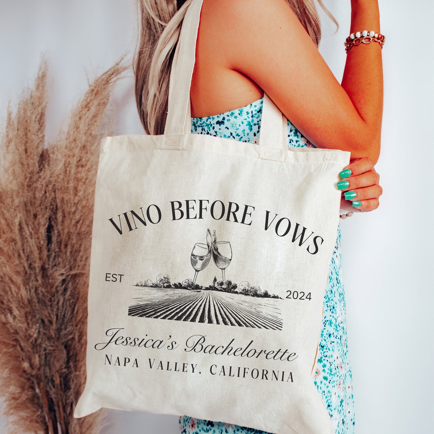 Custom Napa Valley Bachelorette Tote Bag, Bachelorette Party Gifts - Personalized Bridal Party Wine Tasting Party Gift