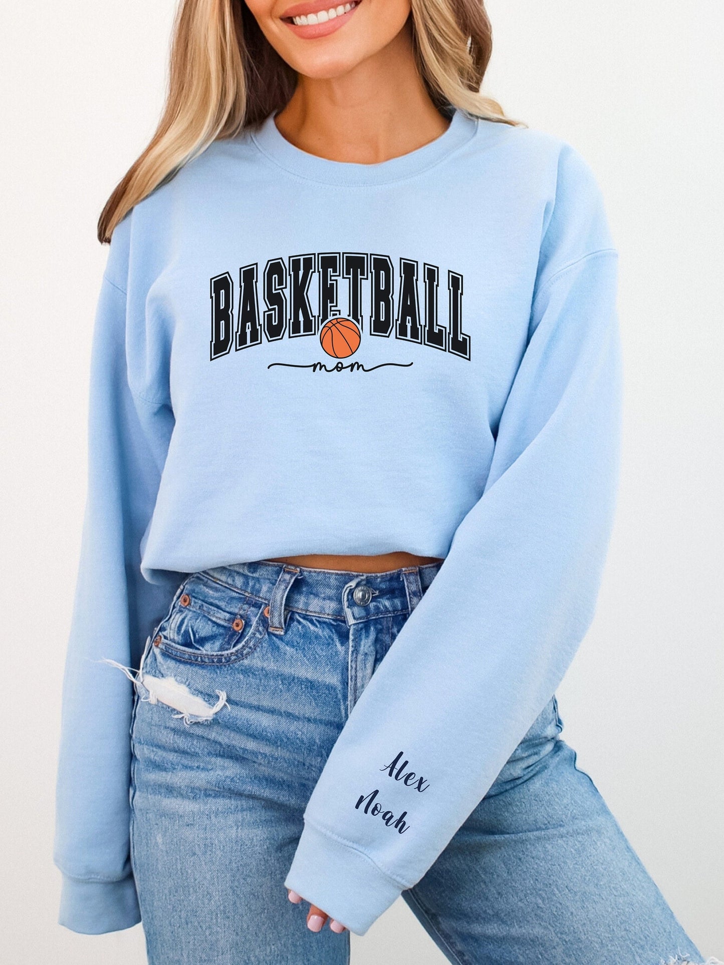 Mom Custom Sweatshirt, Mother's Day Gift - Basketball Mom Crewneck Sweatshirt, Gift for Mom - Birthday Gift for Sports Mom