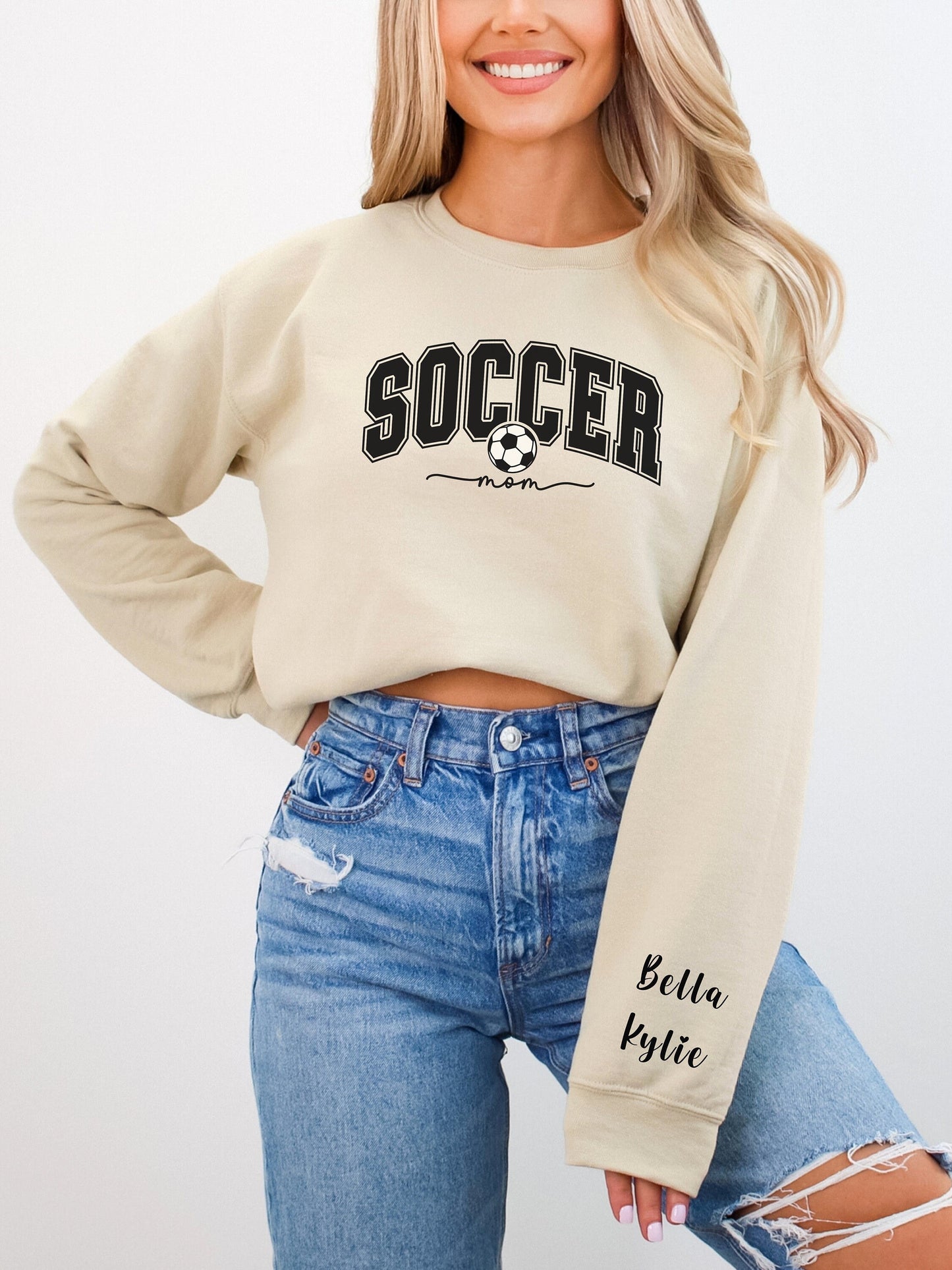 Custom Mother's Day Gift Sweatshirt - Personalize Softball Mom Crewneck Sweatshirt - Gift for Mom - Birthday Gift for Soccer Mom