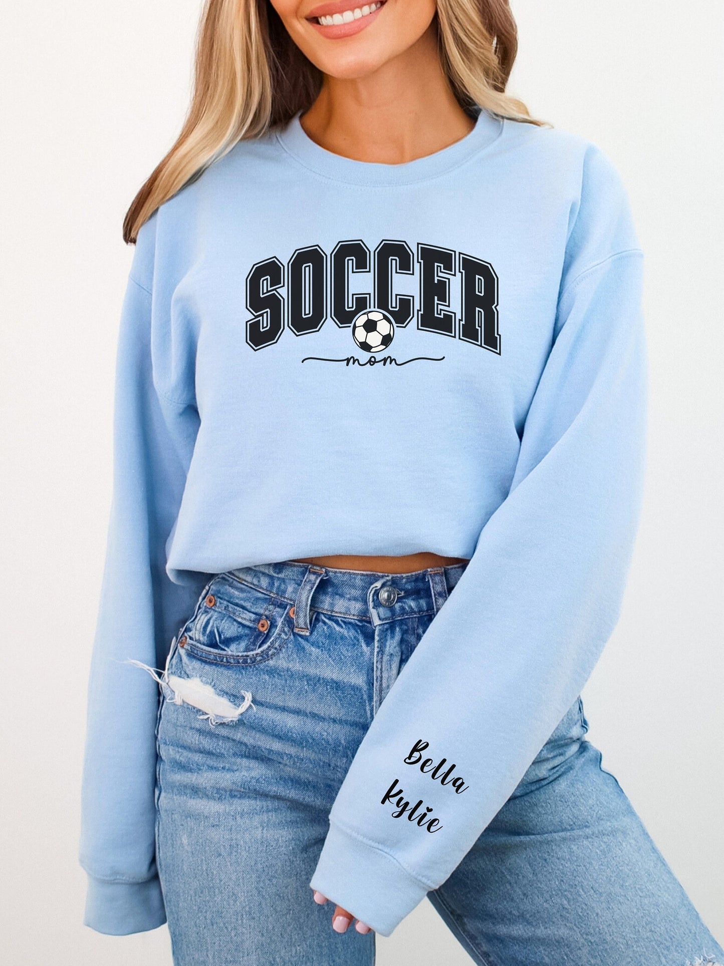 Custom Mother's Day Gift Sweatshirt - Personalize Softball Mom Crewneck Sweatshirt - Gift for Mom - Birthday Gift for Soccer Mom