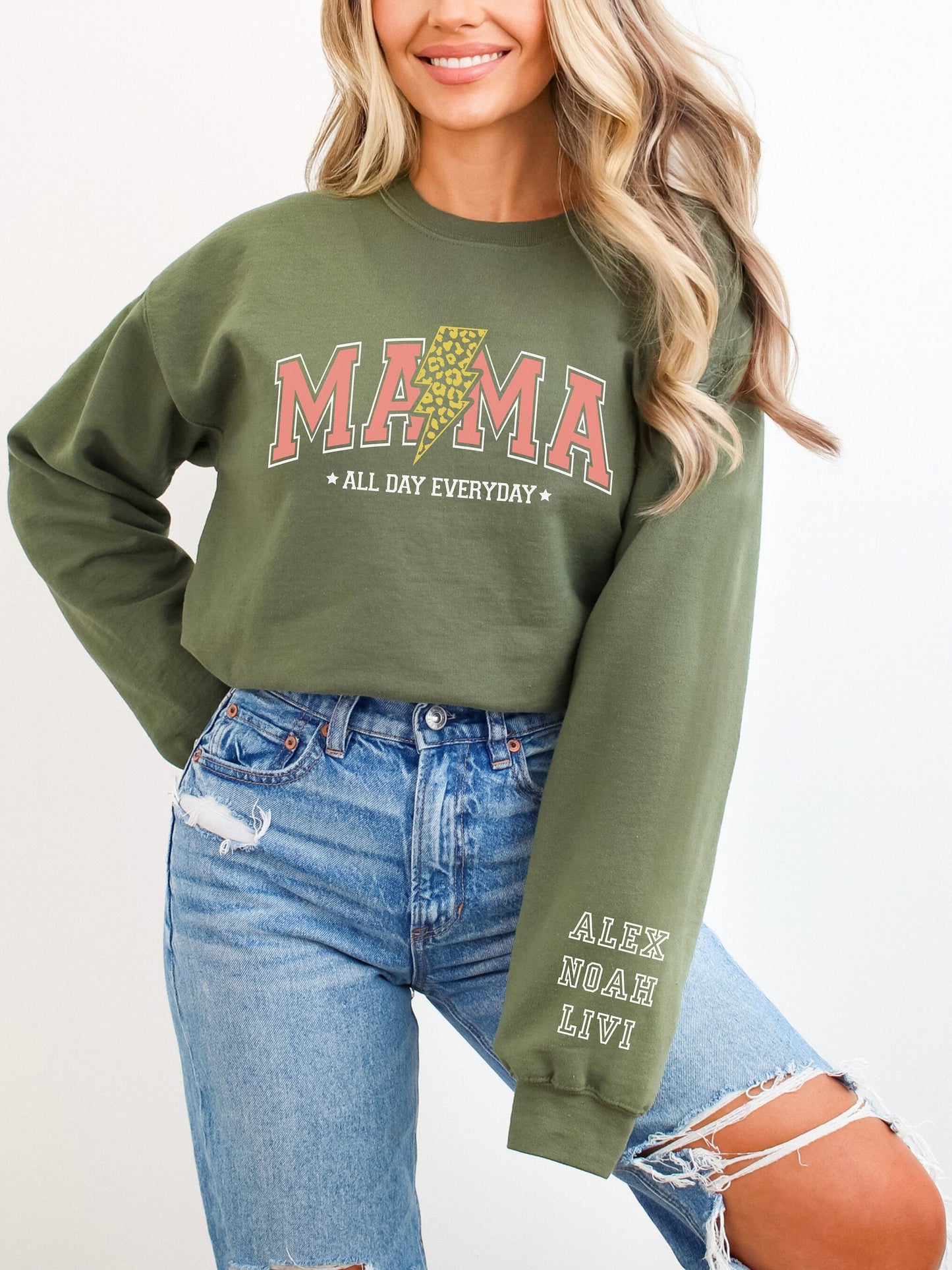 Mother's Day Gift Sweatshirt - Personalize MAMA Crewneck Sweatshirt - Gift for Mom - Birthday - Trendy Custom Mom Shirt