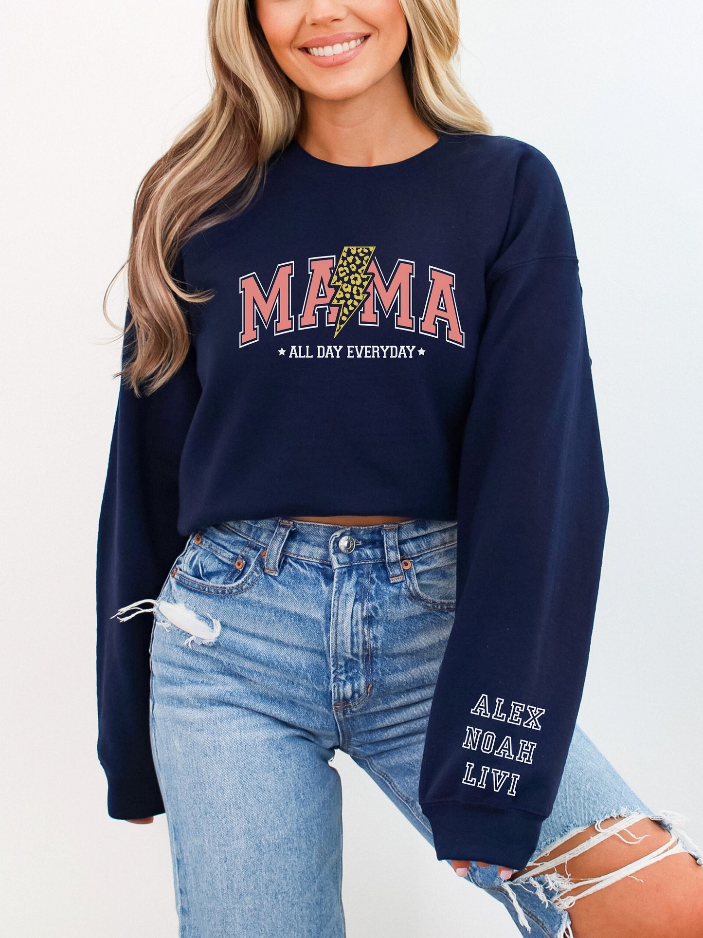 Mother's Day Gift Sweatshirt - Personalize MAMA Crewneck Sweatshirt - Gift for Mom - Birthday - Trendy Custom Mom Shirt