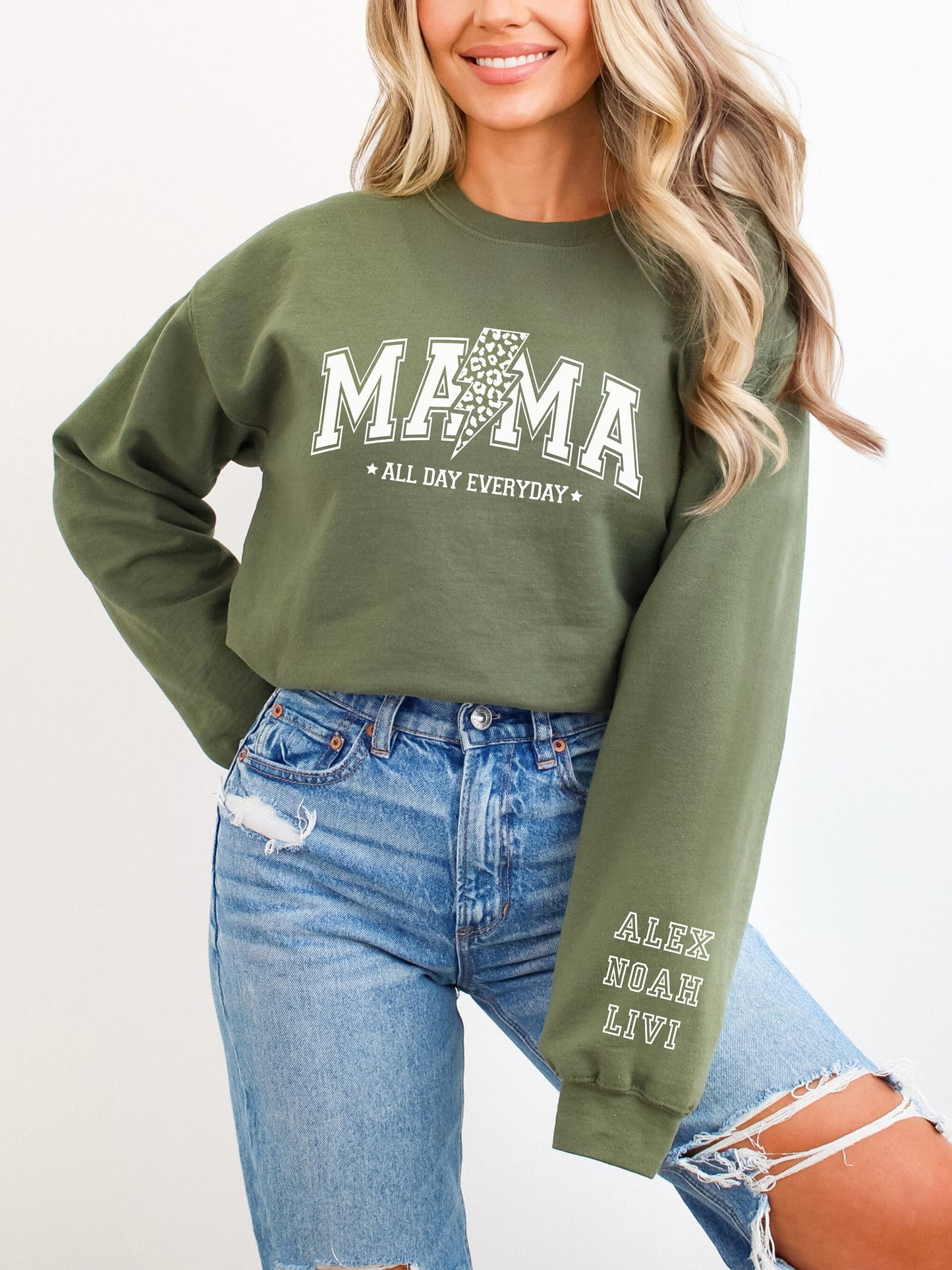 Custom Sweatshirt for Mother's Day - Custom Sleeve - Personalize Crewneck Sweatshirt - Gift for Mother - Birthday Gift From Kids