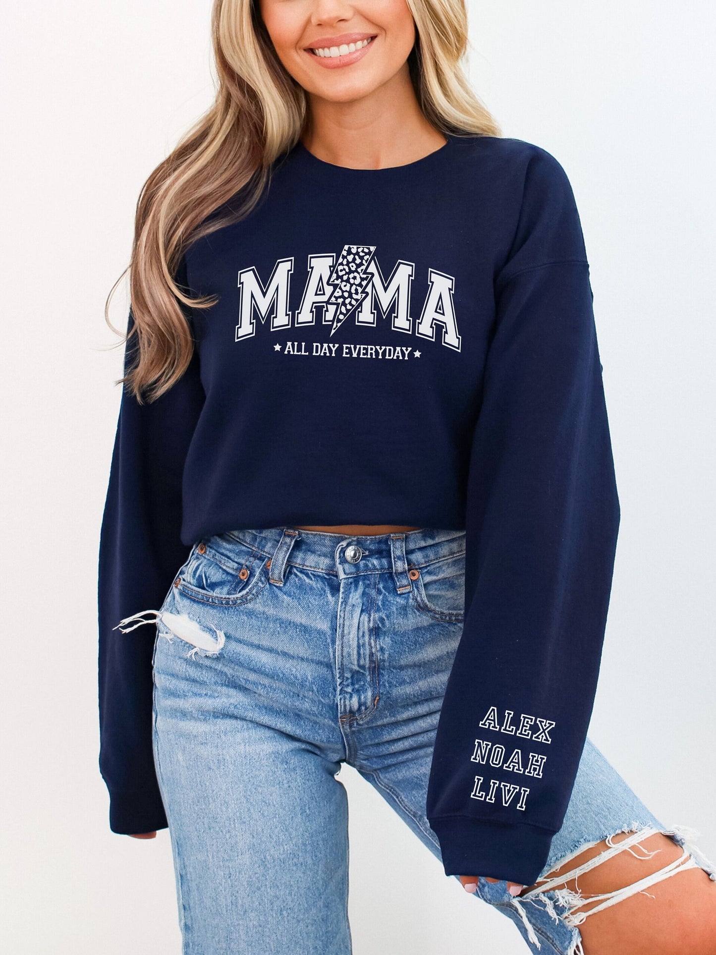 Custom Sweatshirt for Mother's Day - Custom Sleeve - Personalize Crewneck Sweatshirt - Gift for Mother - Birthday Gift From Kids