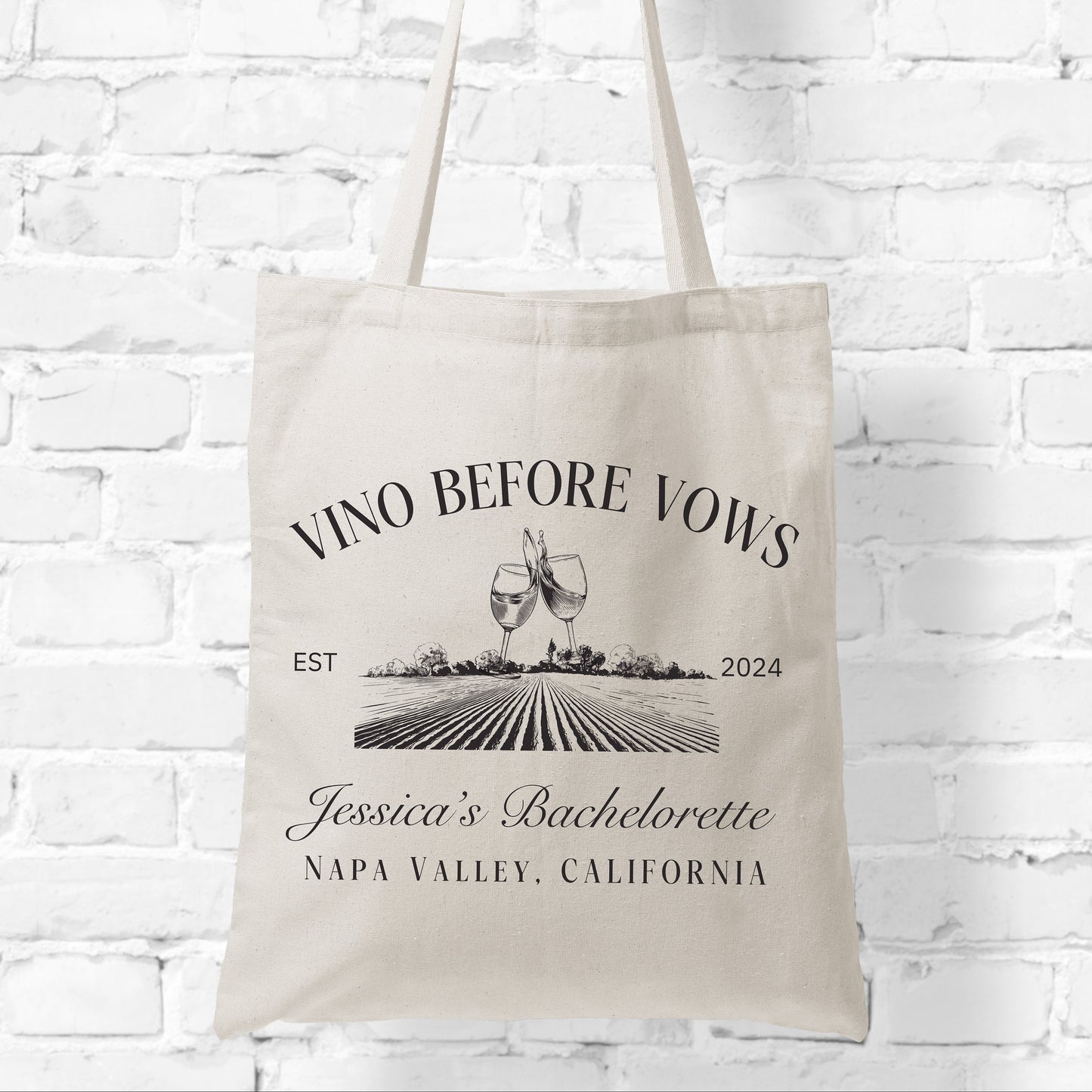 Custom Napa Valley Bachelorette Tote Bag, Bachelorette Party Gifts - Personalized Bridal Party Wine Tasting Party Gift