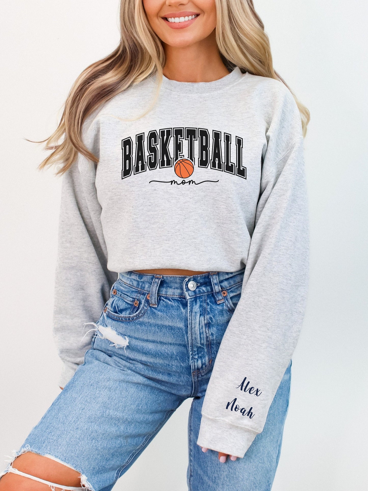 Mom Custom Sweatshirt, Mother's Day Gift - Basketball Mom Crewneck Sweatshirt, Gift for Mom - Birthday Gift for Sports Mom