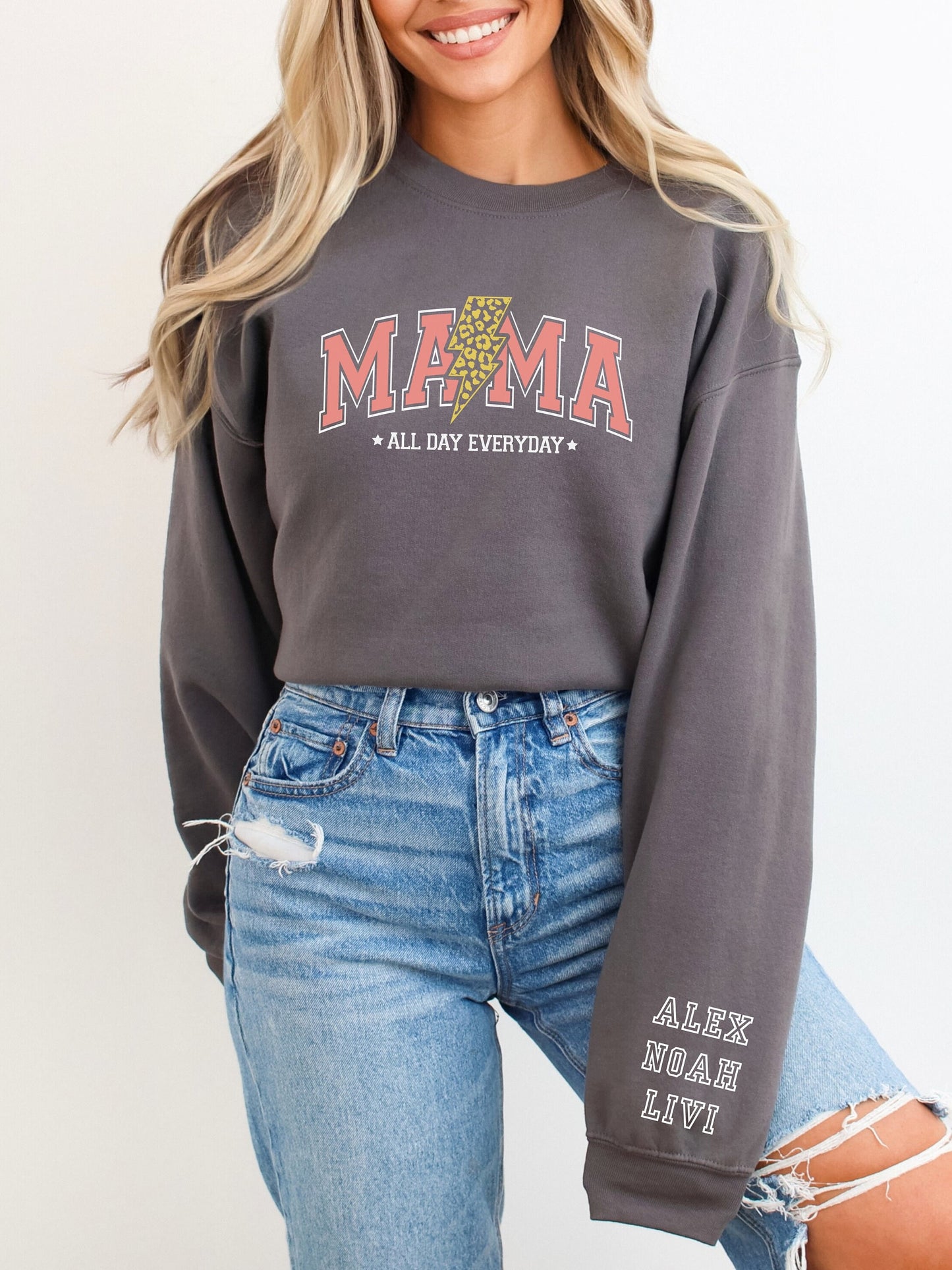 Mother's Day Gift Sweatshirt - Personalize MAMA Crewneck Sweatshirt - Gift for Mom - Birthday - Trendy Custom Mom Shirt