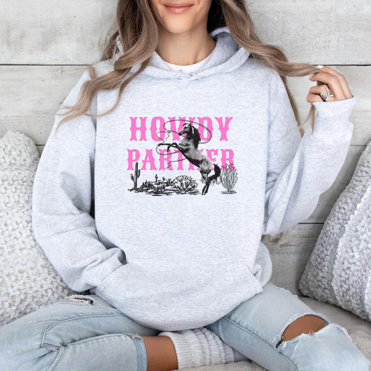 Country Western Hoodie, Howdy Partner - Unisex Cowgirl Hoodie, Horse - Rodeo Sweatshirt for Her