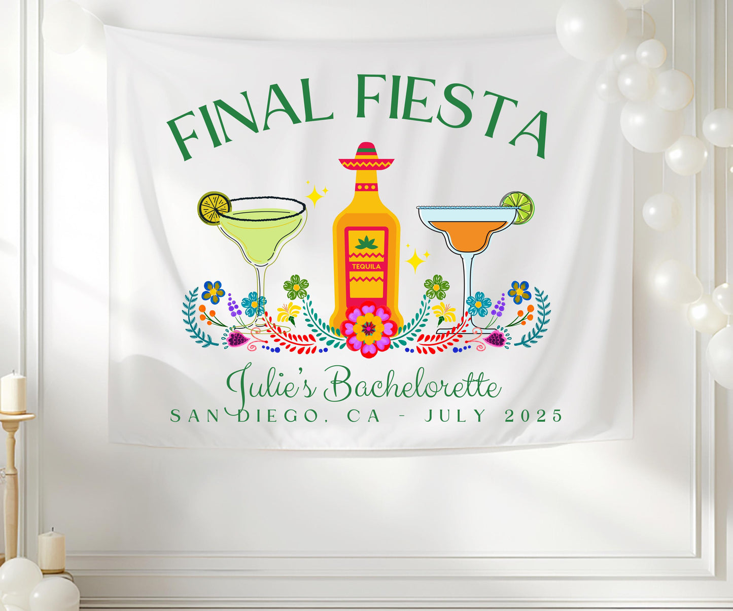 Final Fiesta Bachelorette Banner, Custom Tequila Tapestry, Mexican Party Backdrop, Personalized Girls Trip Decor, Fiesta Sign