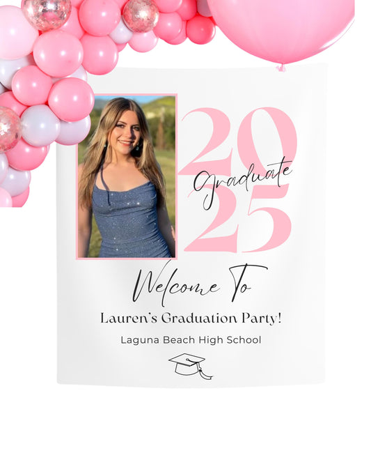Graduation Party Banner with Photo, Custom Grad Party Sign, Personalized Class of 2025 Backdrop, Senior Celebration Decor